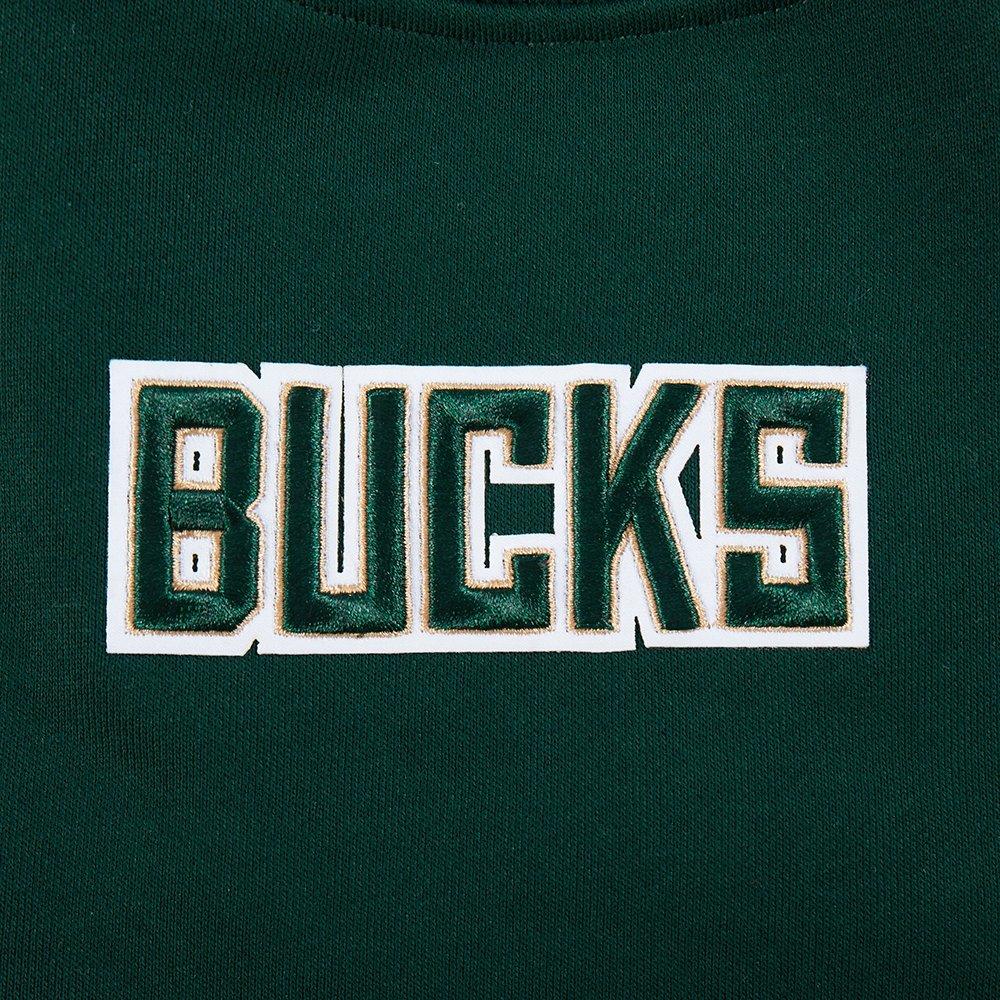Pro Standard Women's NBA Milwaukee Bucks Wingspan Fleece Crewneck Sweatshirt - DK GREEN Thumbnail View 5