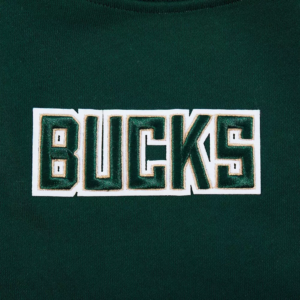 Pro Standard Women's NBA Milwaukee Bucks Wingspan Fleece Crewneck Sweatshirt - DK GREEN