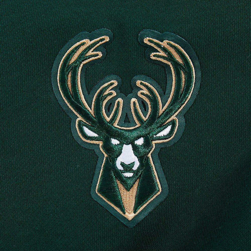 Pro Standard Women's NBA Milwaukee Bucks Wingspan Fleece Crewneck Sweatshirt - DK GREEN Thumbnail View 6
