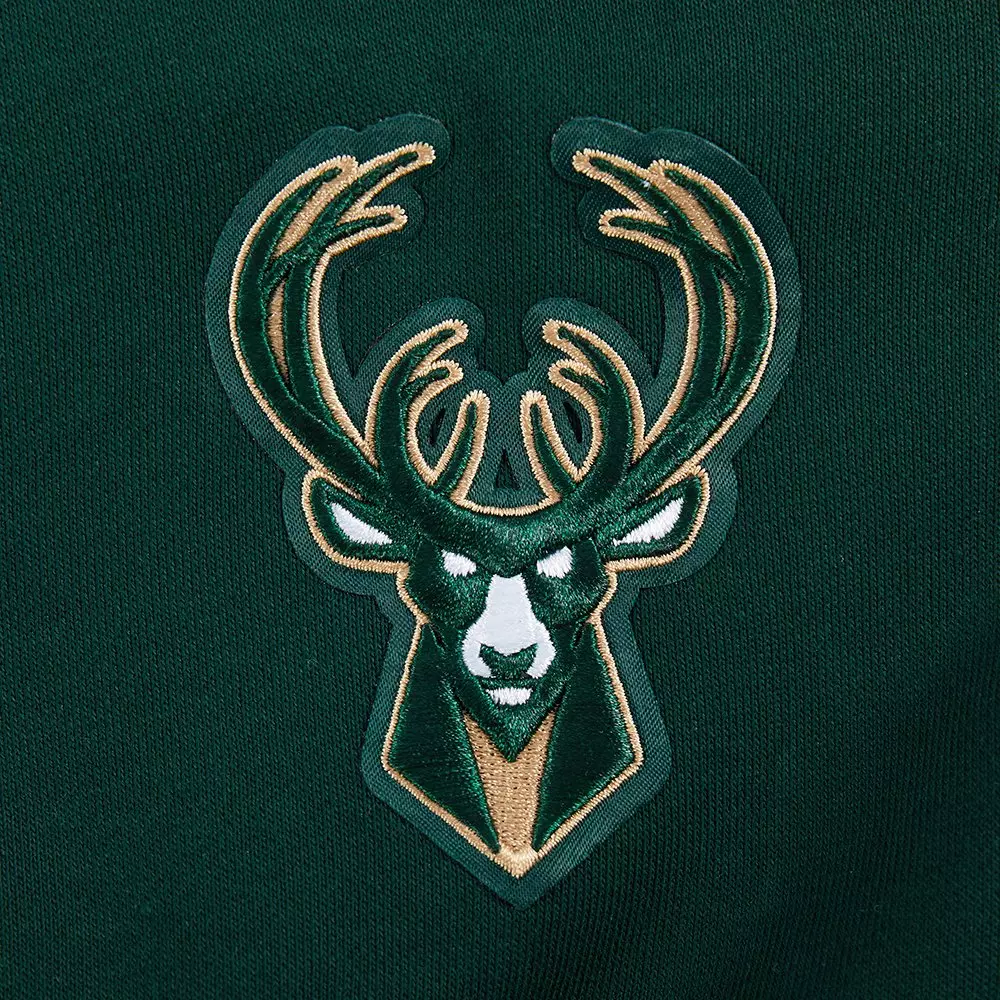 Pro Standard Women's NBA Milwaukee Bucks Wingspan Fleece Crewneck Sweatshirt - DK GREEN
