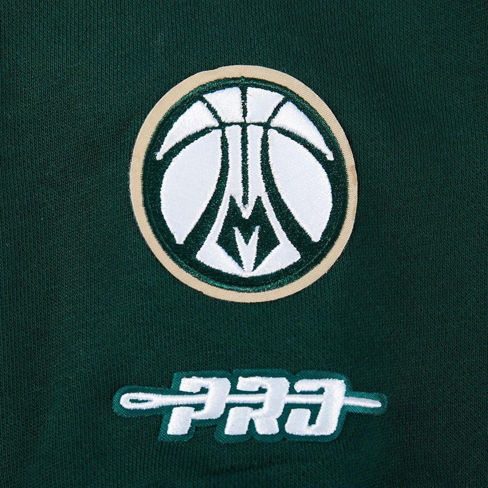 Pro Standard Women's NBA Milwaukee Bucks Wingspan Fleece Crewneck Sweatshirt - DK GREEN Thumbnail View 8