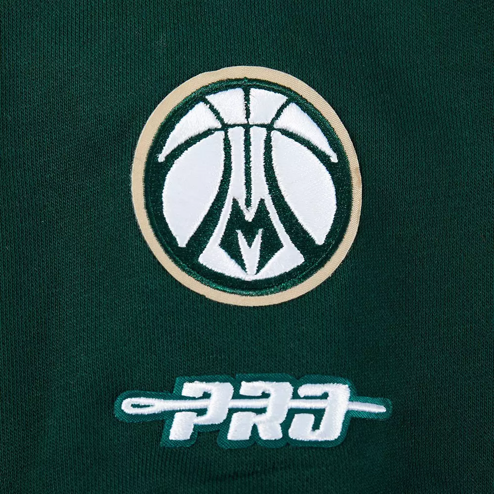 Pro Standard Women's NBA Milwaukee Bucks Wingspan Fleece Crewneck Sweatshirt - DK GREEN