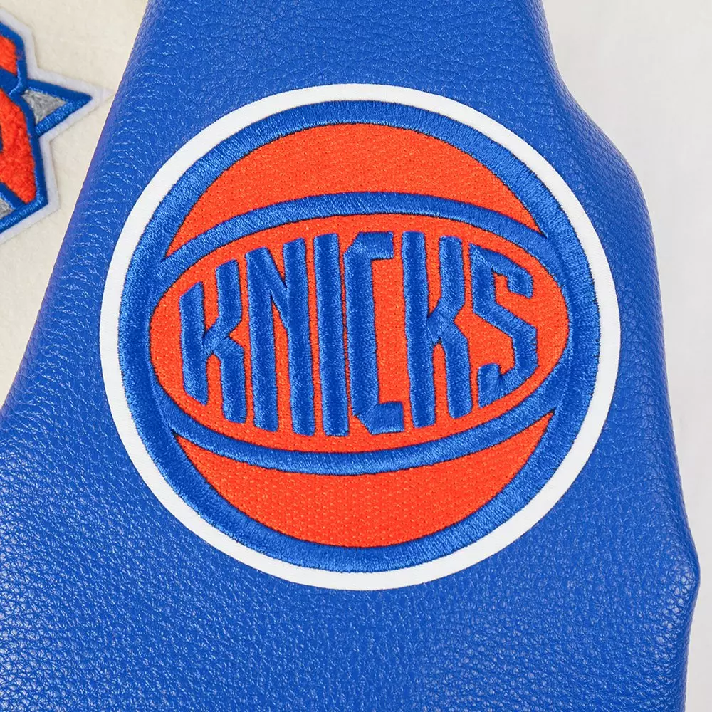 Pro Standard Women's NBA New York Knicks Retro Classic Rib Wool Varsity Jacket - WHITE/BLUE