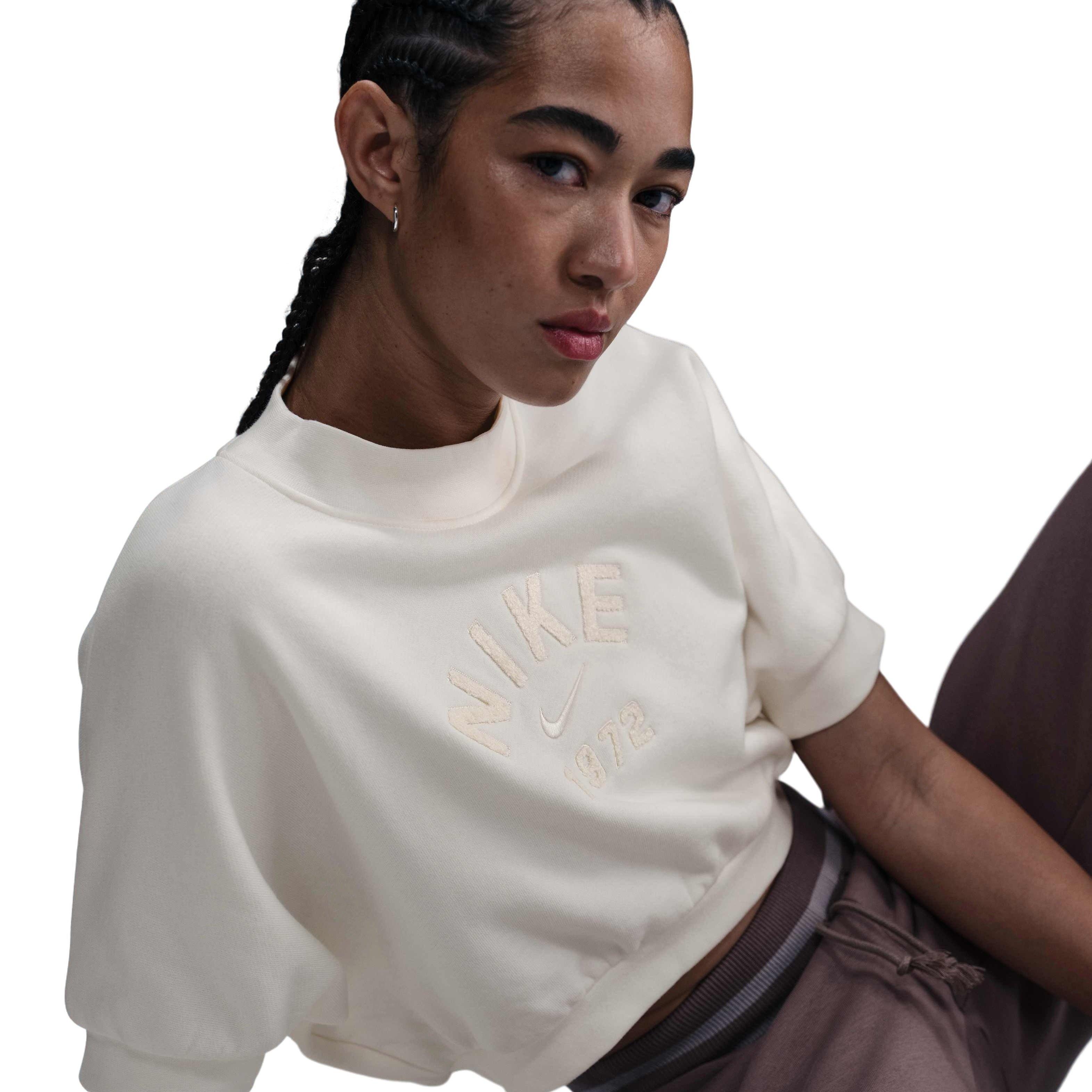 Nike Sportswear Collection Crewneck Short-Sleeve Cropped Women's White French Terry Top