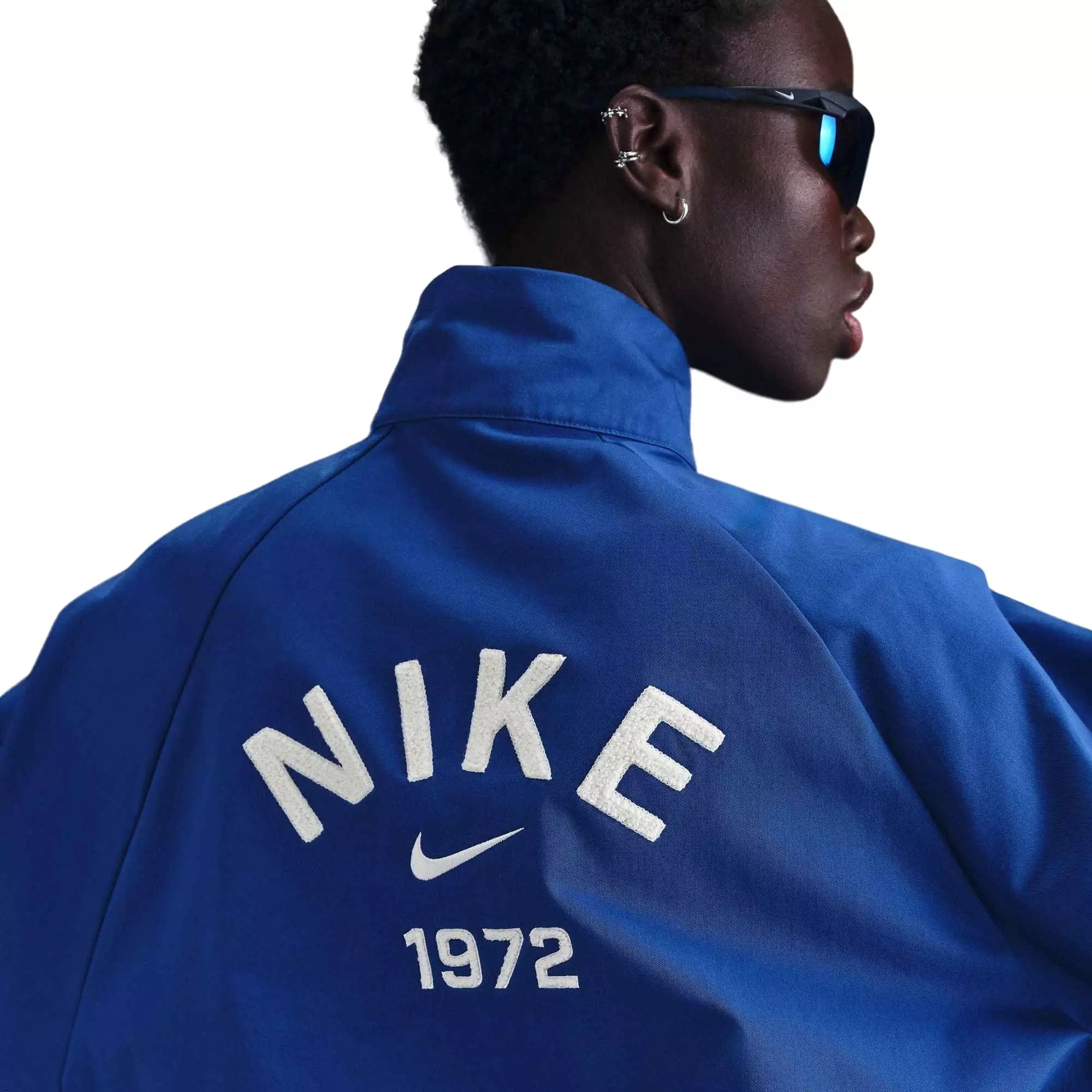 Nike Women's Sportswear Collection Oversized 1/4 Zip Twill Top-Blue - BLUE