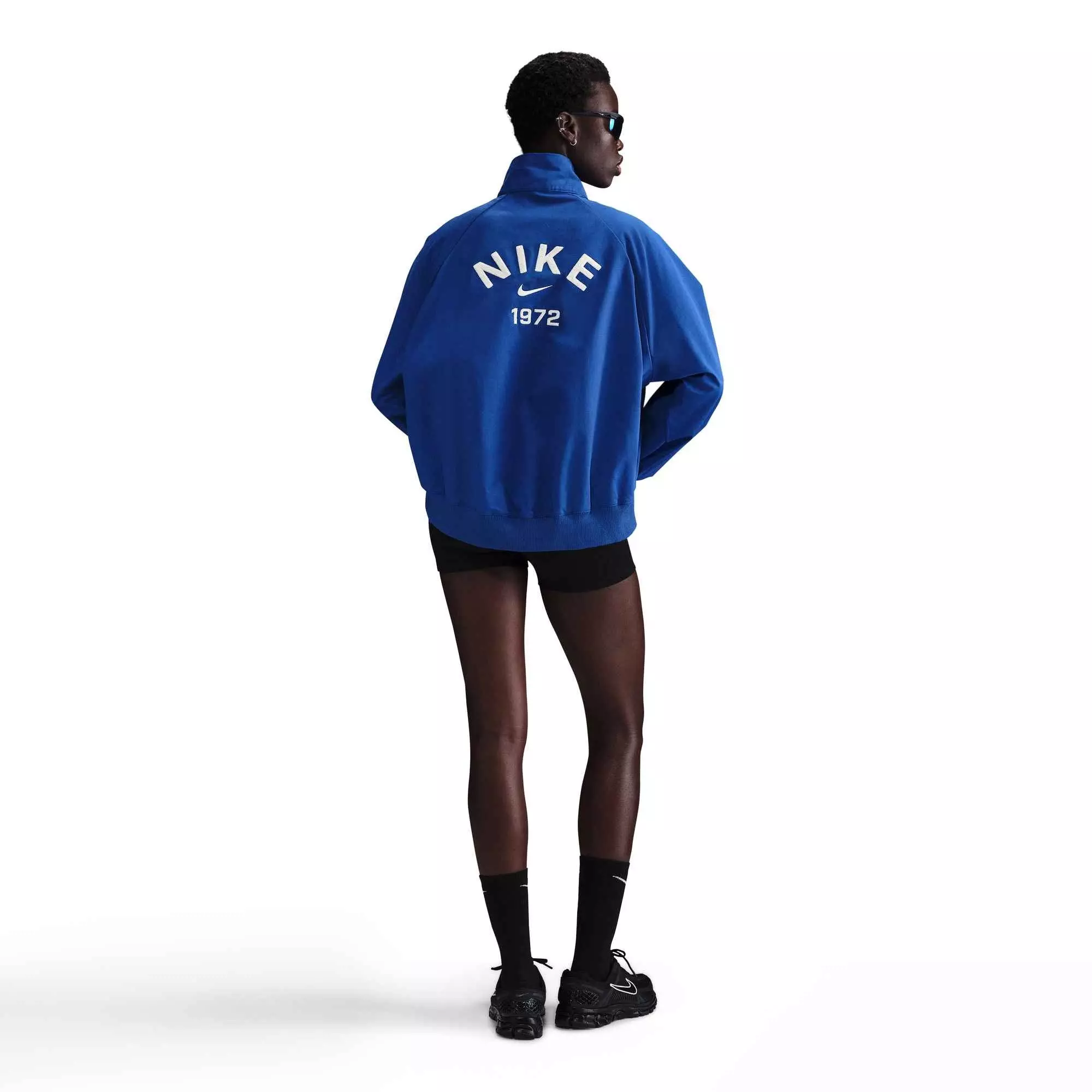 Nike Women's Sportswear Collection Oversized 1/4 Zip Twill Top-Blue - BLUE