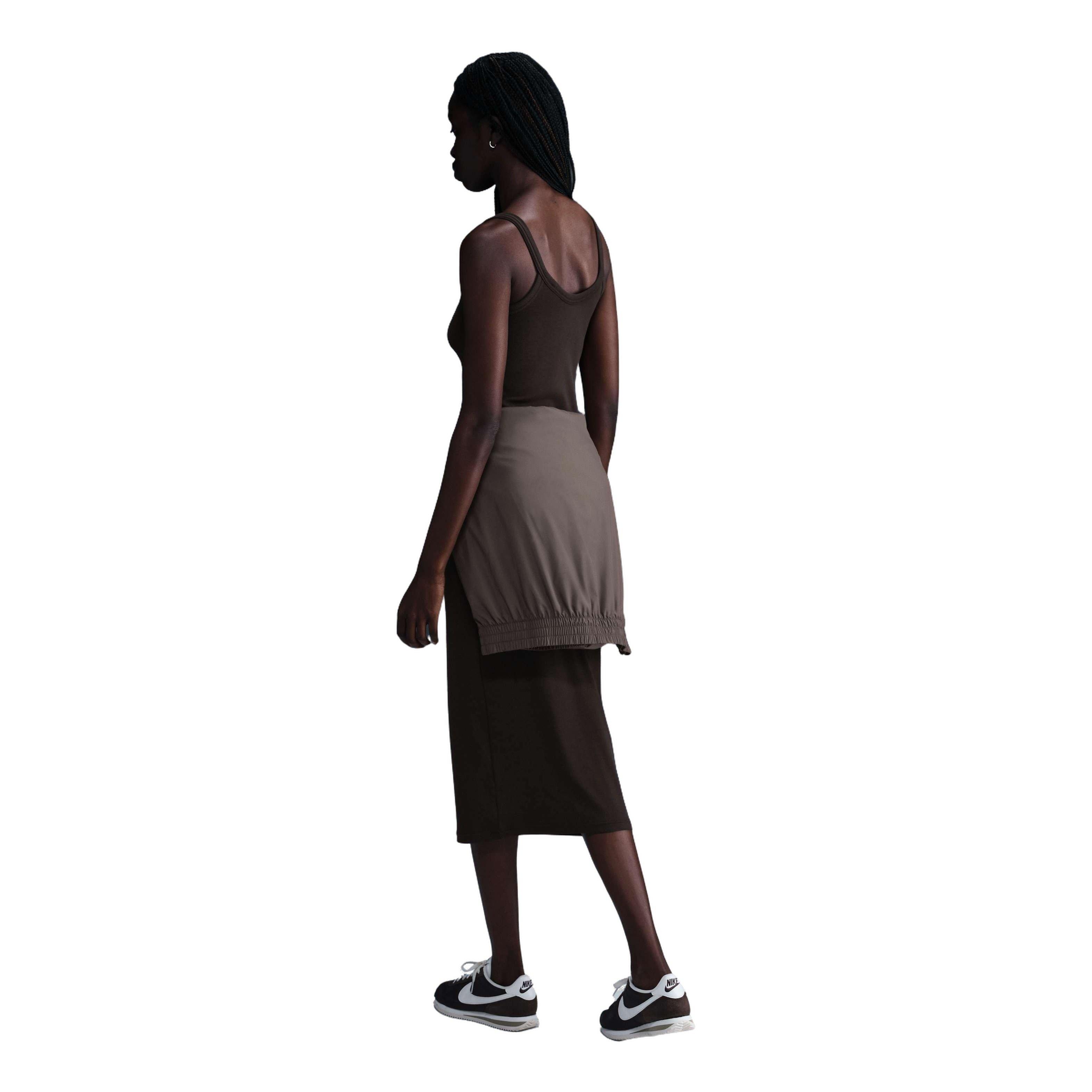Nike Women's Sportswear Chill Knit Tight Mini-Rib Tank Dress-Brown - BROWN Thumbnail View 4