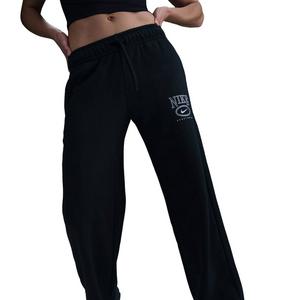 Nike Women's Sportswear Club Fleece Mid-Rise Wide-Leg Graphic Sweatpants - Black