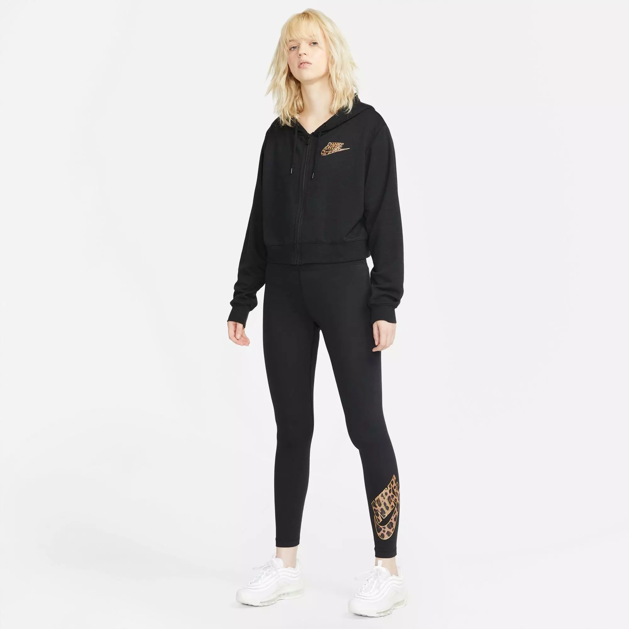 Nike Women's Sportswear Printed Leggings-Black - BLACK
