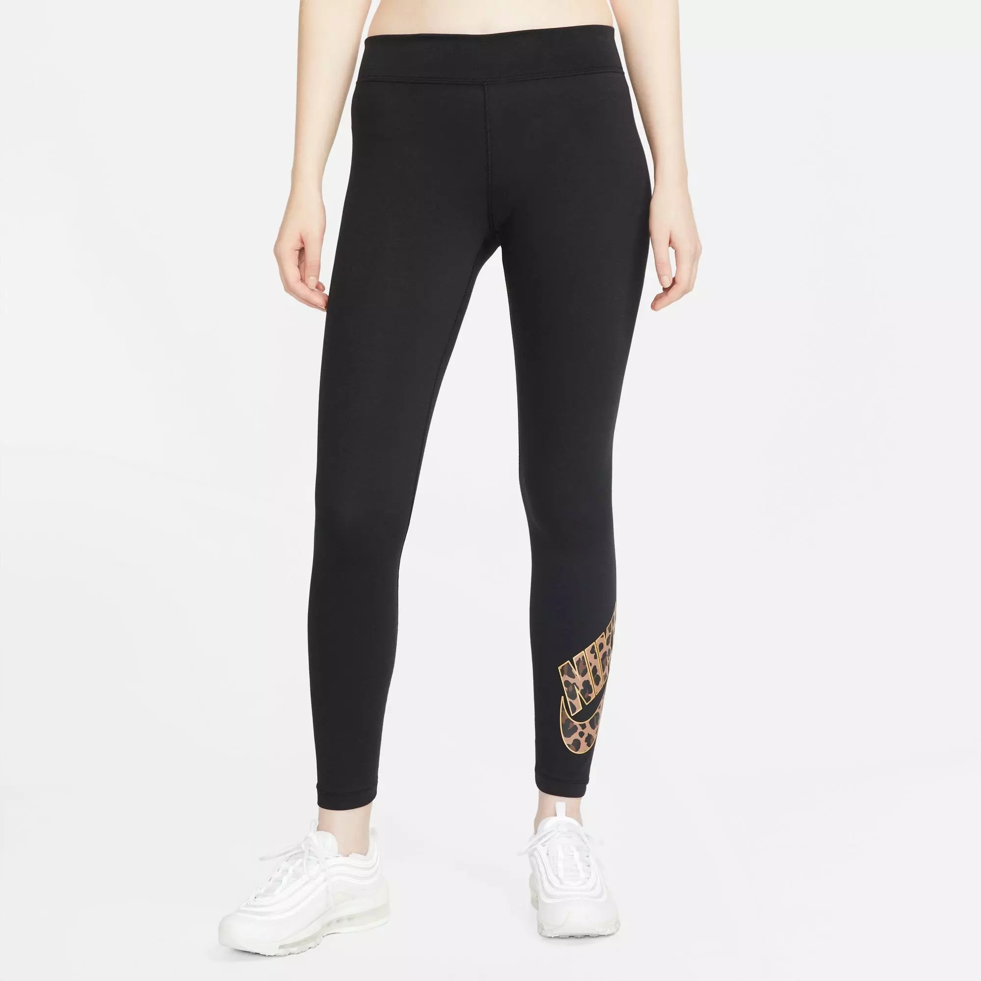Nike Women's Sportswear Printed Leggings-Black - BLACK