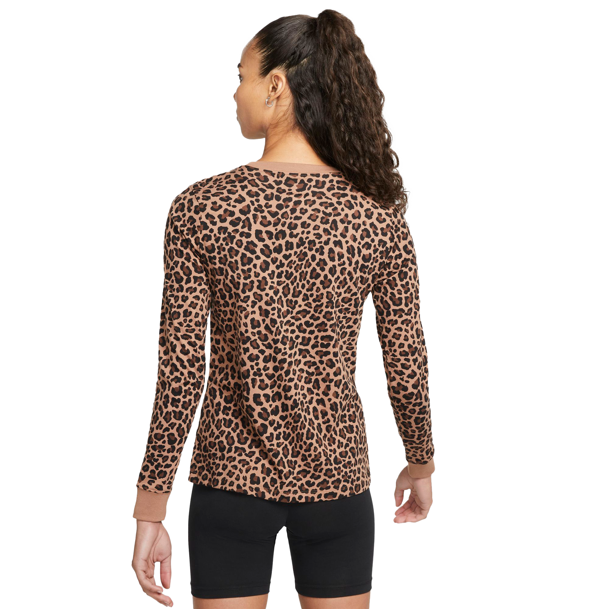 Nike Women's Sportswear Cheetah Print Long-Sleeve Tee - BROWN Thumbnail View 2