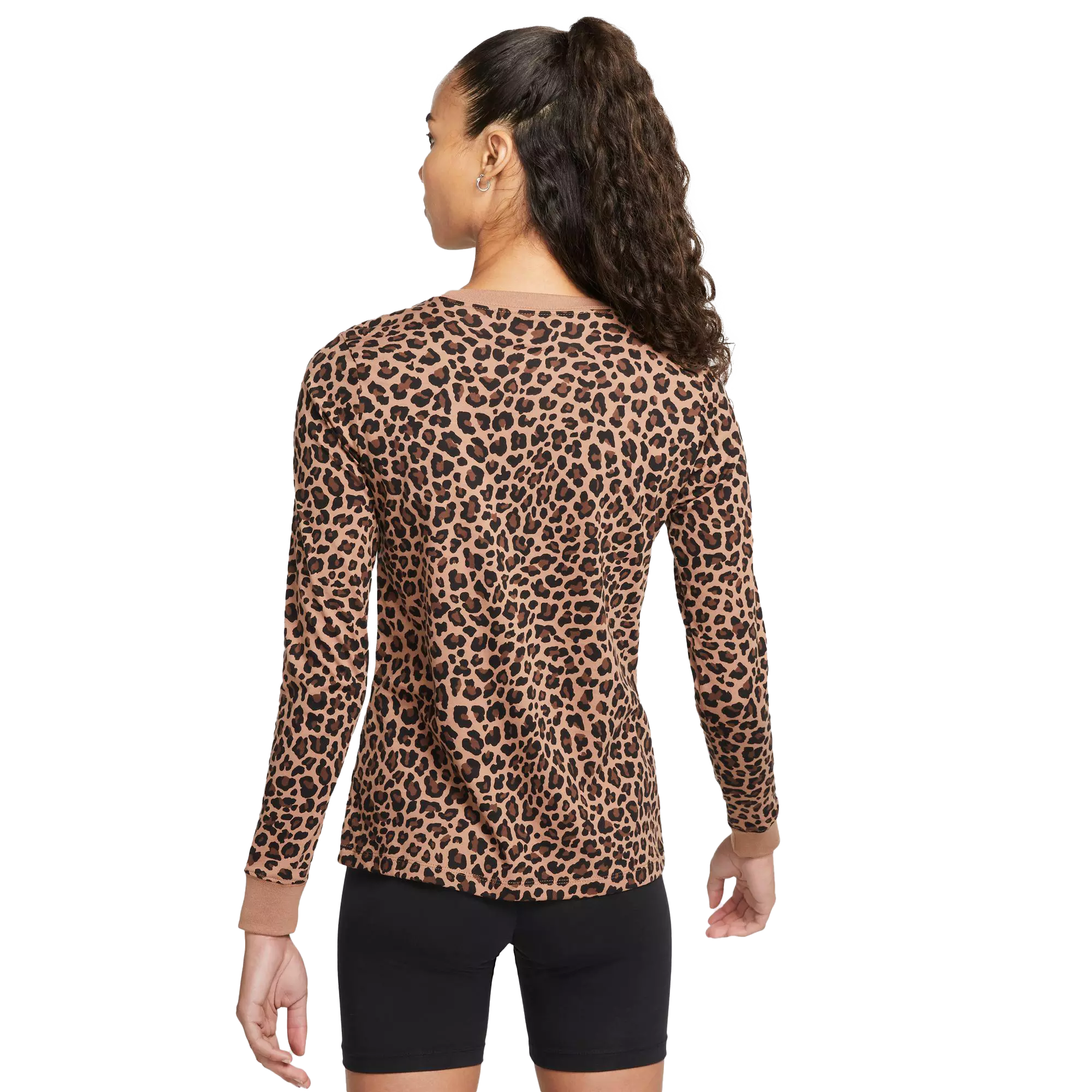 Nike Women's Sportswear Cheetah Print Long-Sleeve Tee - BROWN
