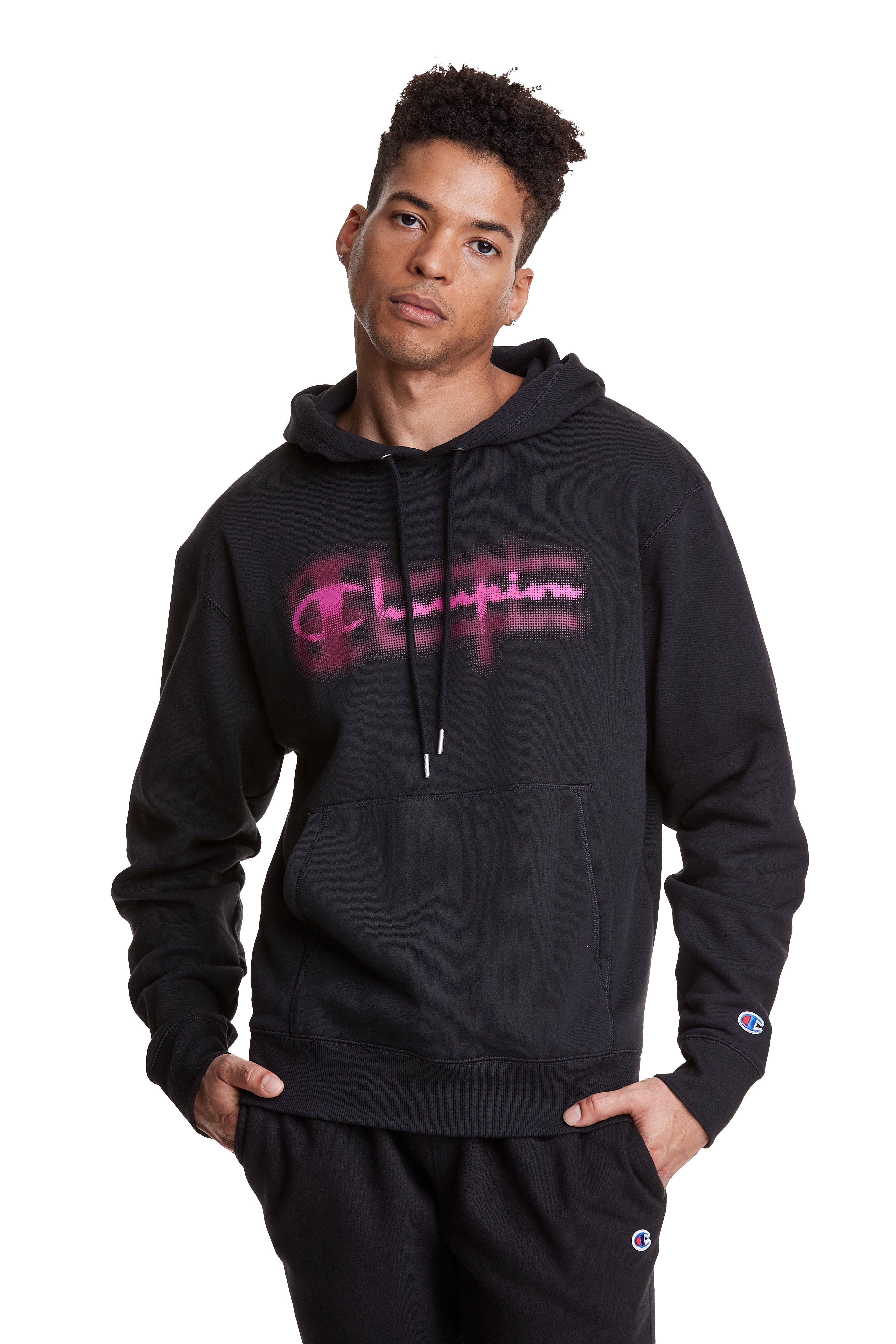 Pink and black champion on sale sweatshirt