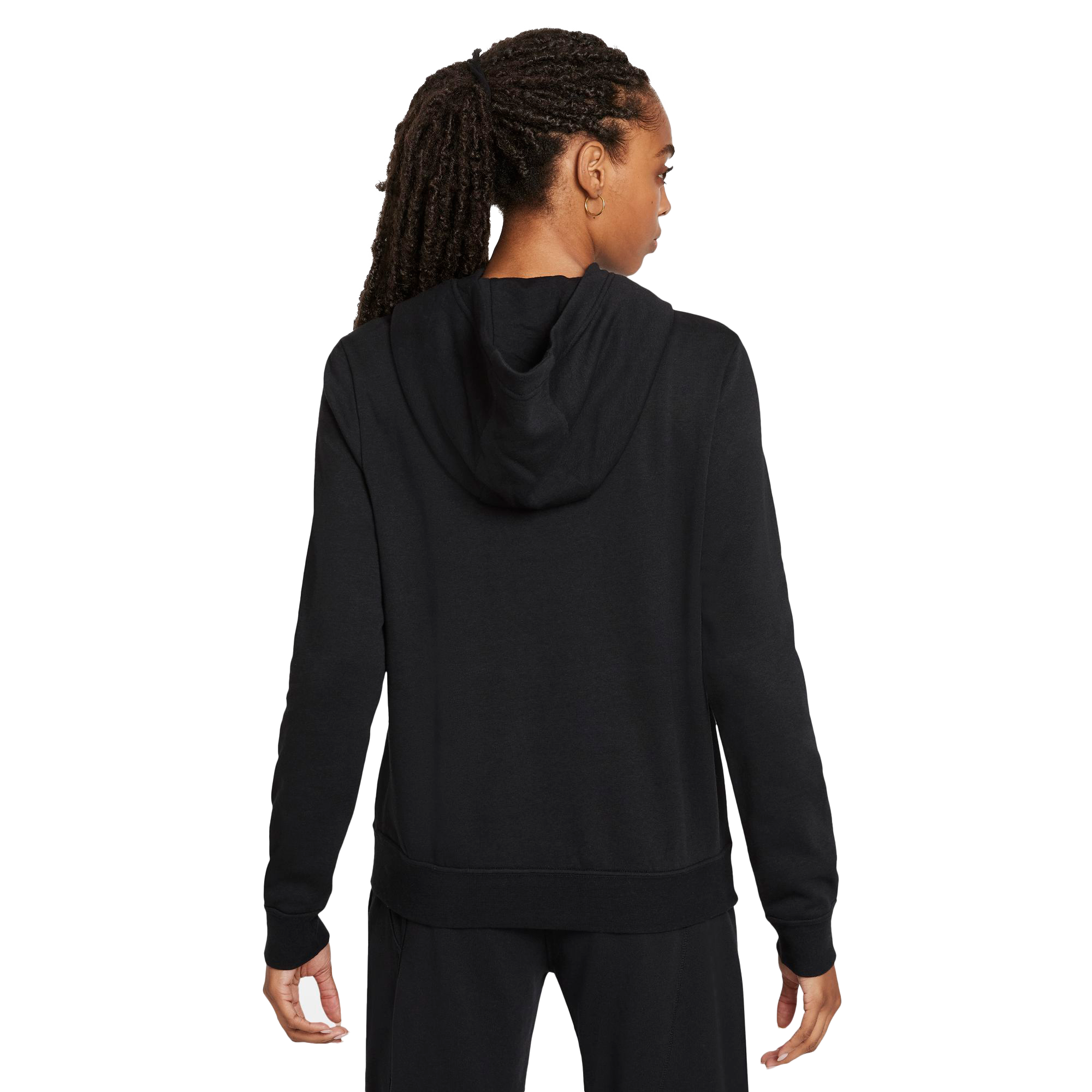 Nike Women's Sportswear Club Fleece Funnel-Neck Glitter Hoodie - BLACK Thumbnail View 2