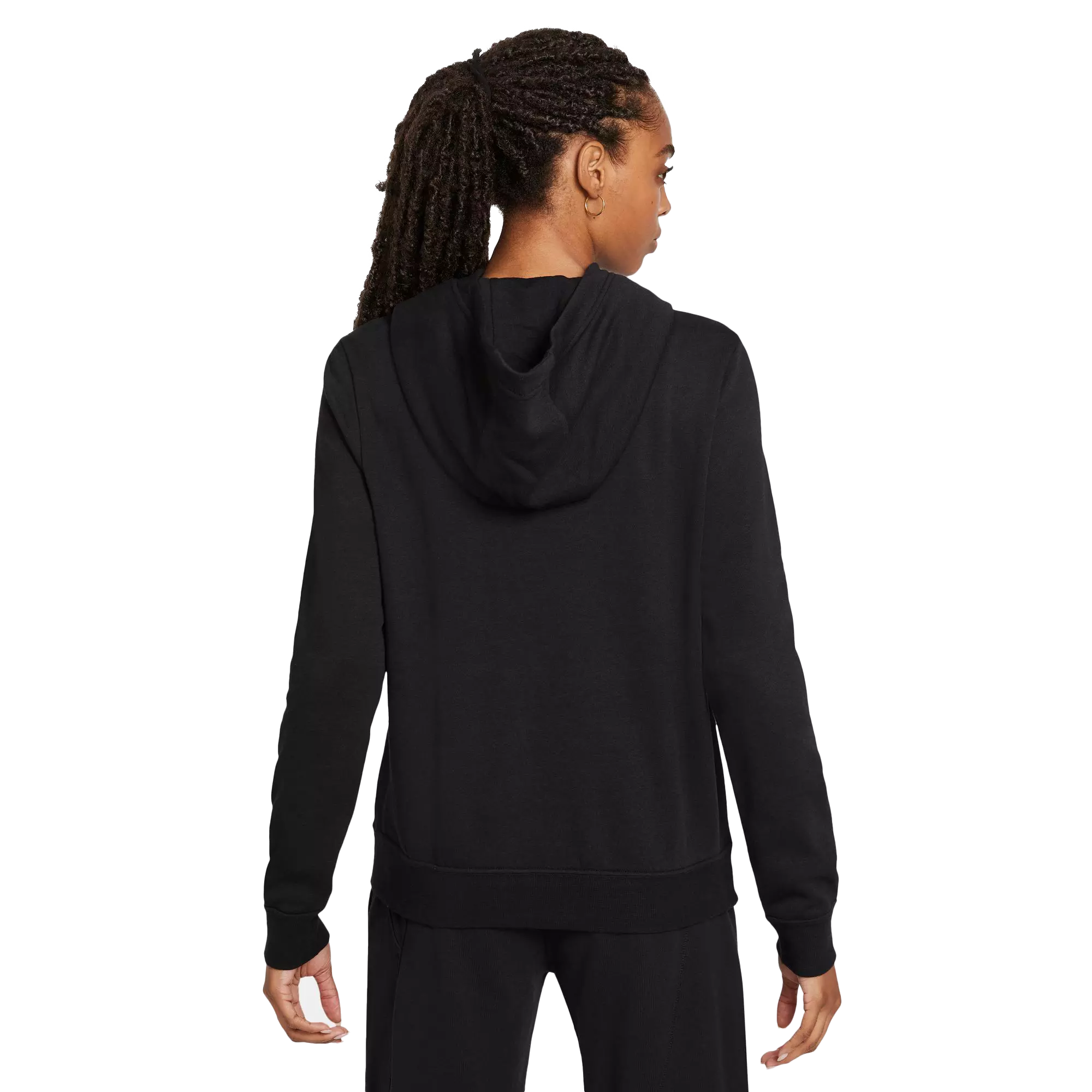 Nike Women's Sportswear Club Fleece Funnel-Neck Glitter Hoodie - BLACK