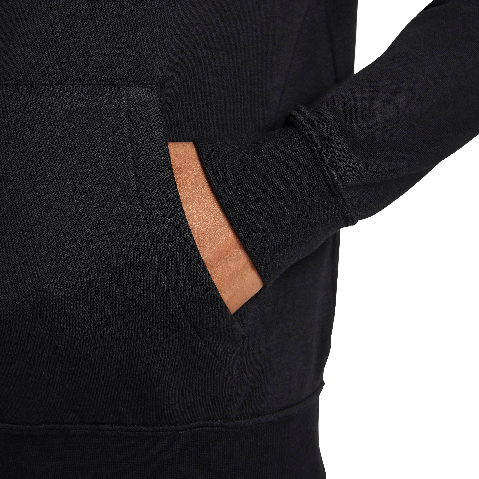 Nike Women's Sportswear Club Fleece Funnel-Neck Glitter Hoodie - BLACK Thumbnail View 5