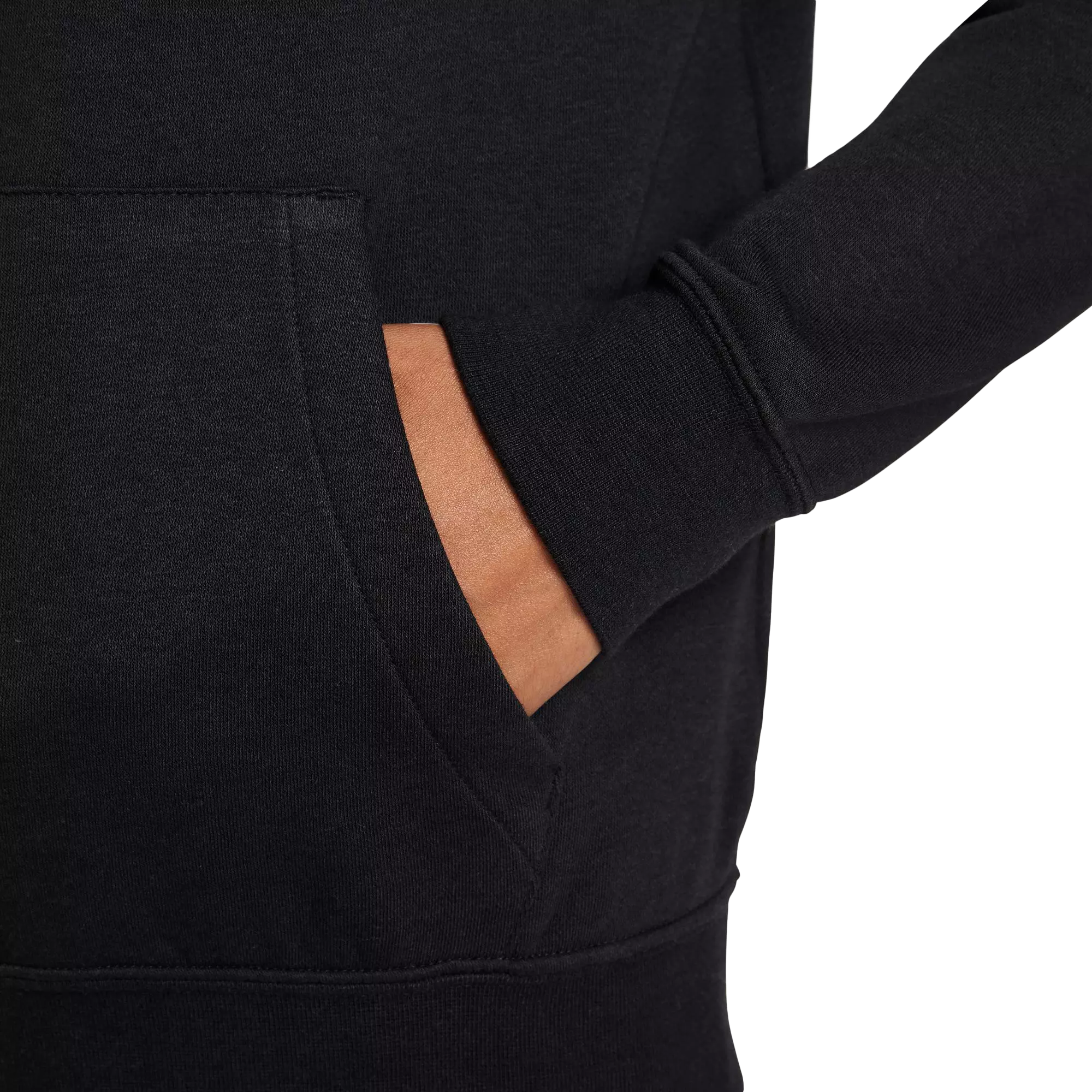 Nike Women's Sportswear Club Fleece Funnel-Neck Glitter Hoodie - BLACK