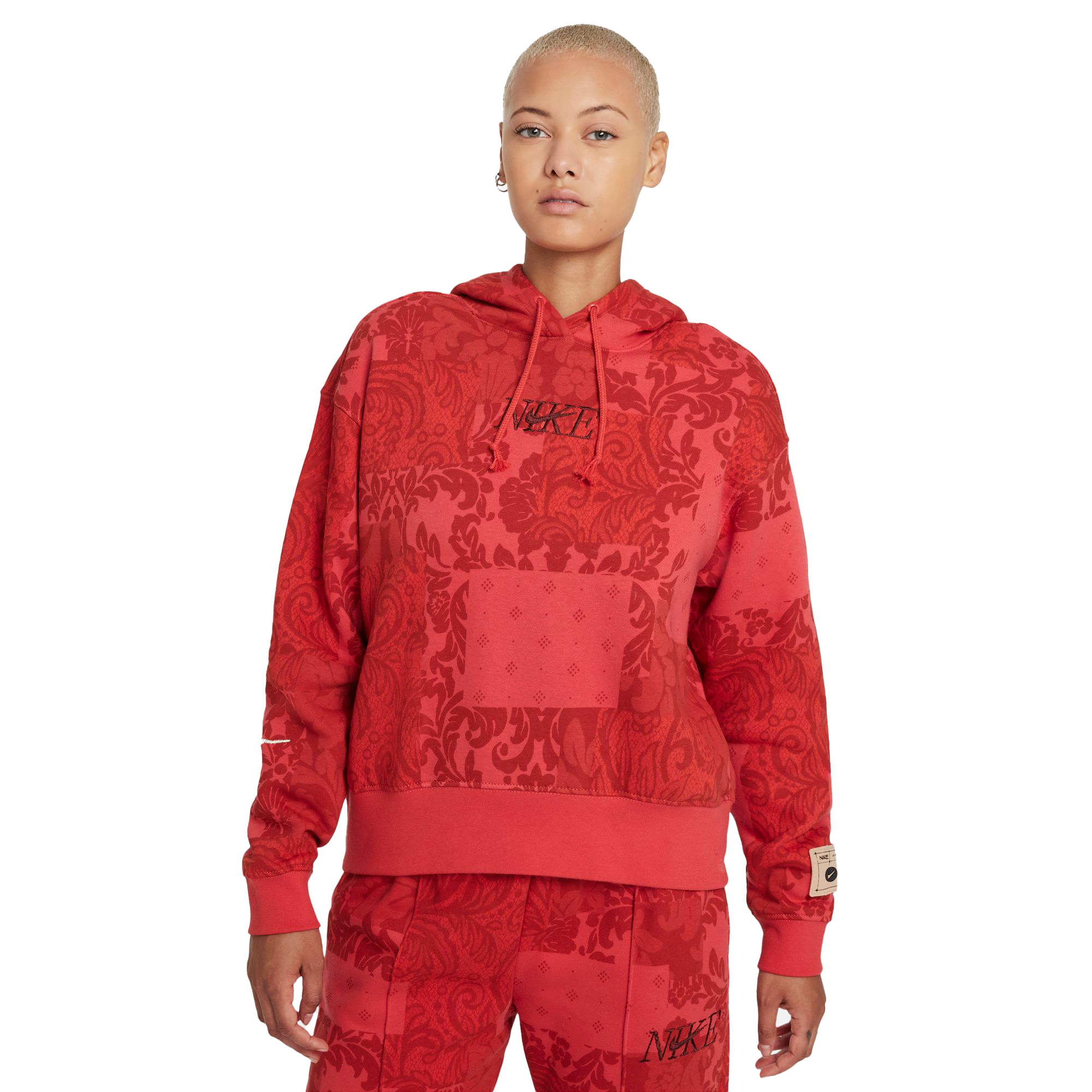 Nike Women's Sportswear Trend Gel Revival Pullover Hoodie - RED Thumbnail View 1