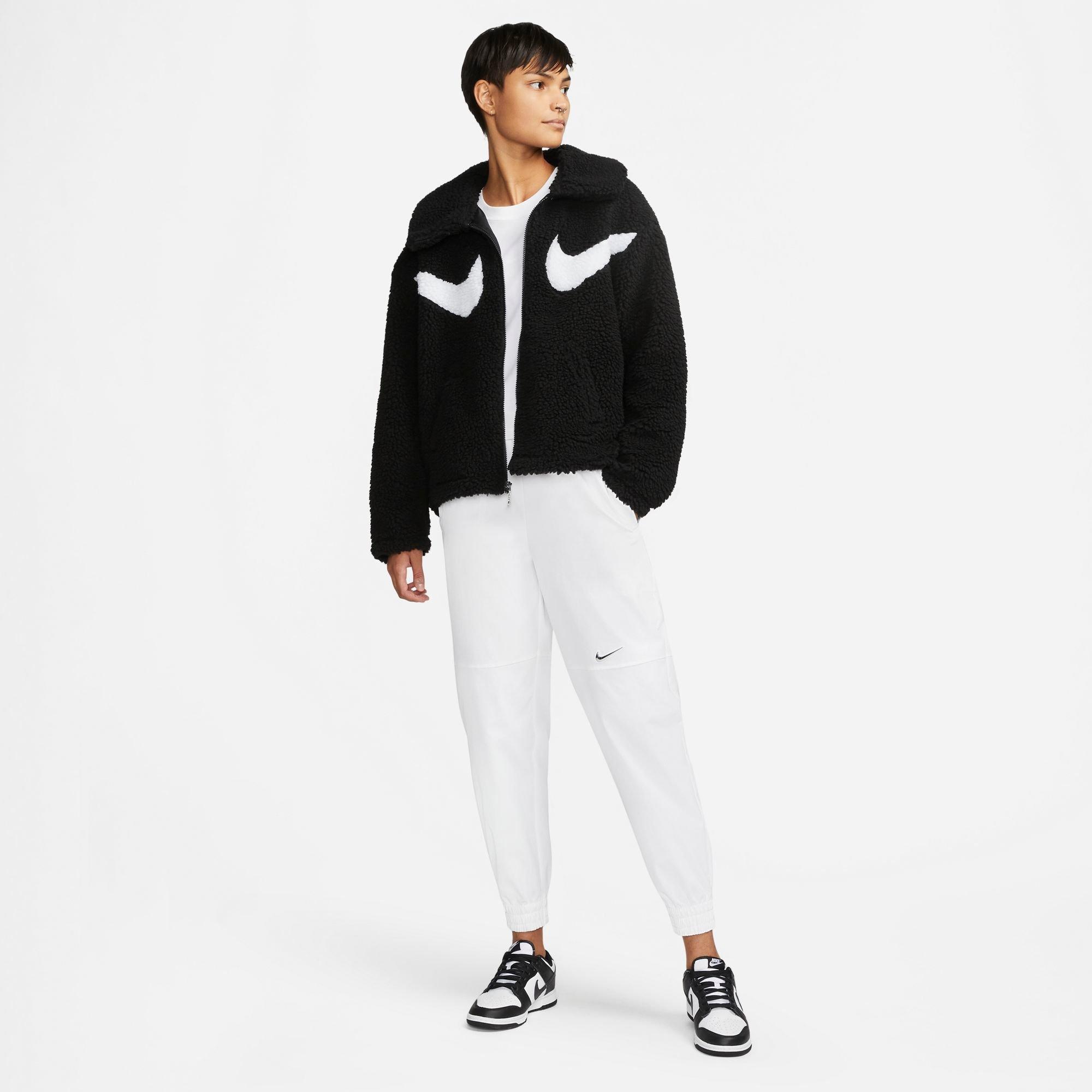 Luchten Fictief Productie Nike Women's Sportswear Swoosh Sherpa Full-Zip Jacket - Black/White