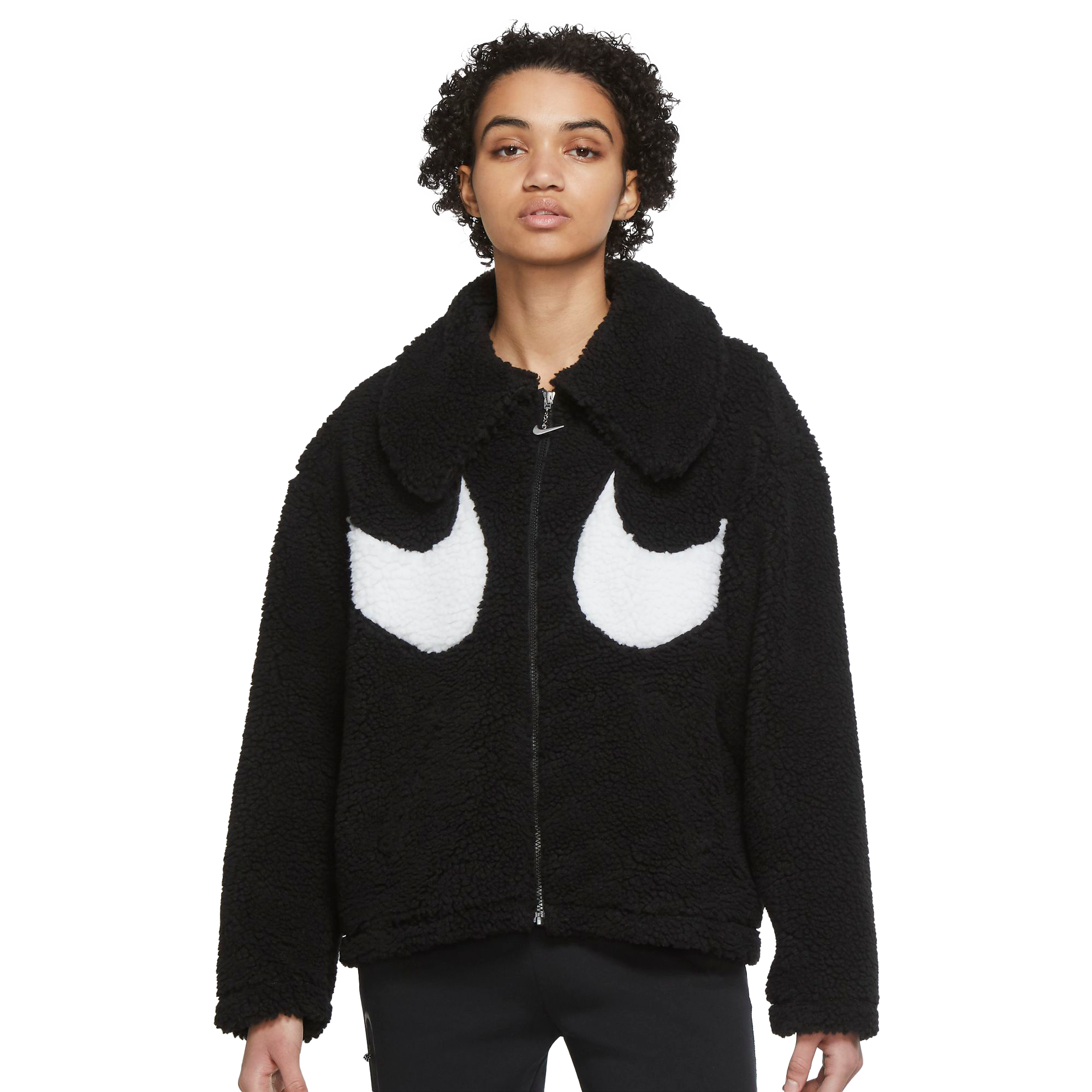 Nike Women's Sportswear Swoosh Sherpa Full-Zip Jacket - Black