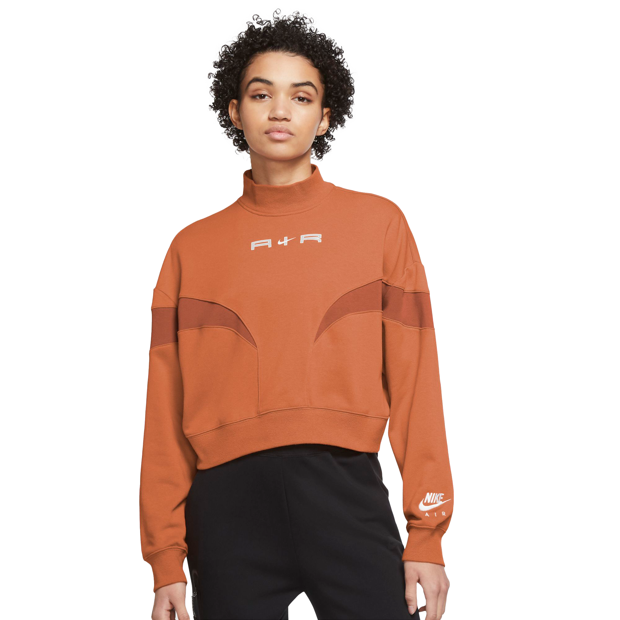 Nike Women's Air Fleece Mock Long-Sleeve Top - Orange - Hibbett