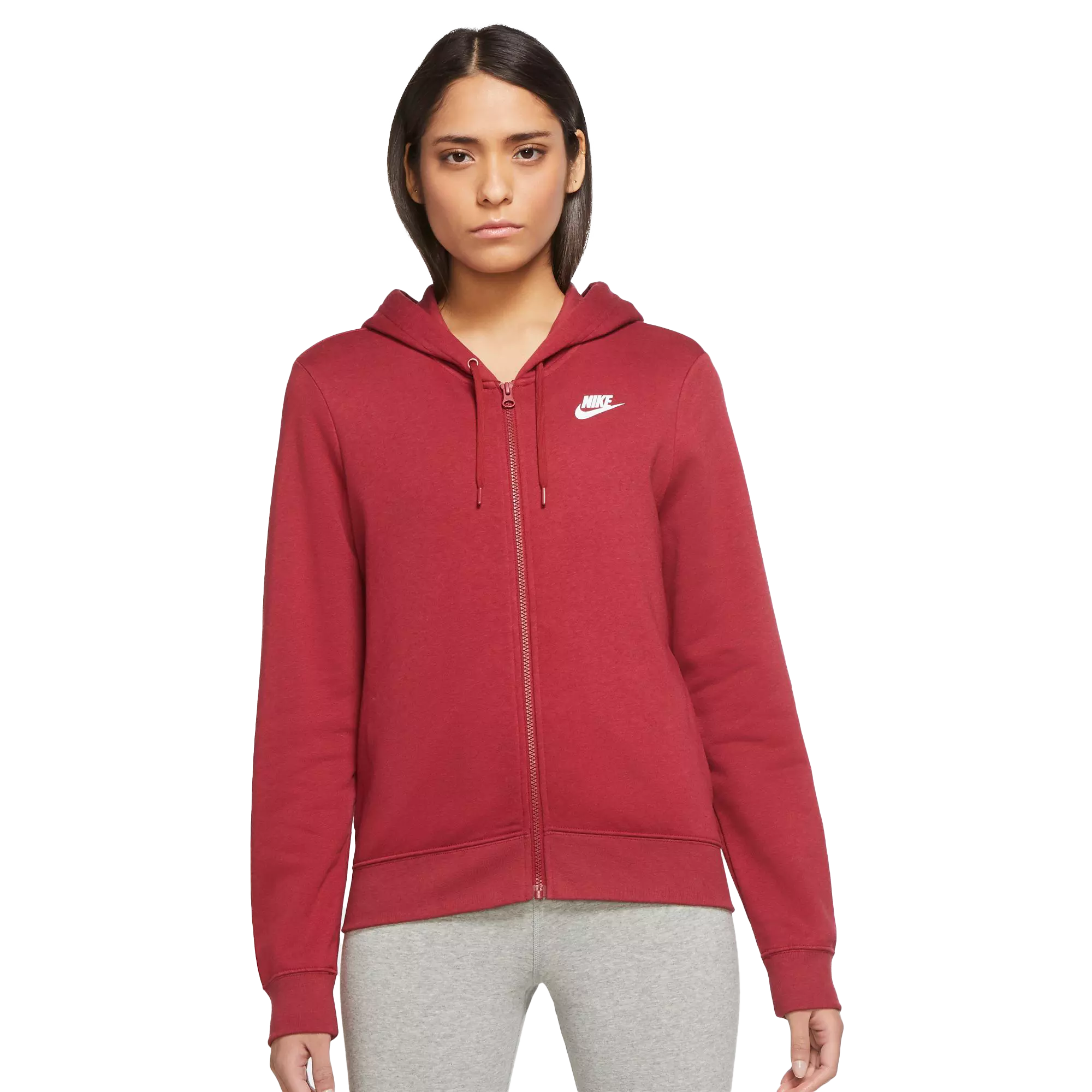 Nike Women's Sportswear Club Essential Fleece Full-Zip Red