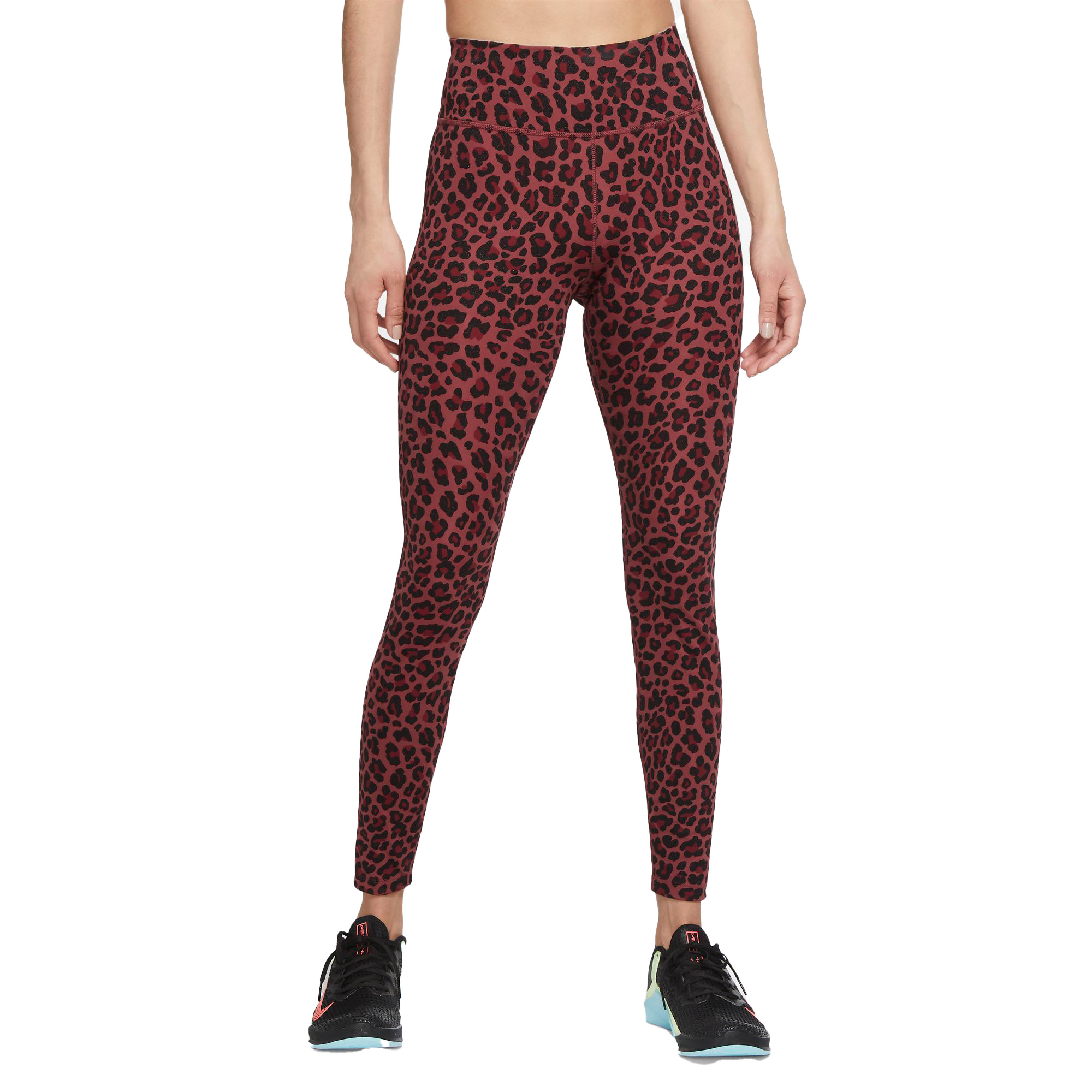 ONLY PLAY CURVY Dark Red Animal Print Sports Leggings