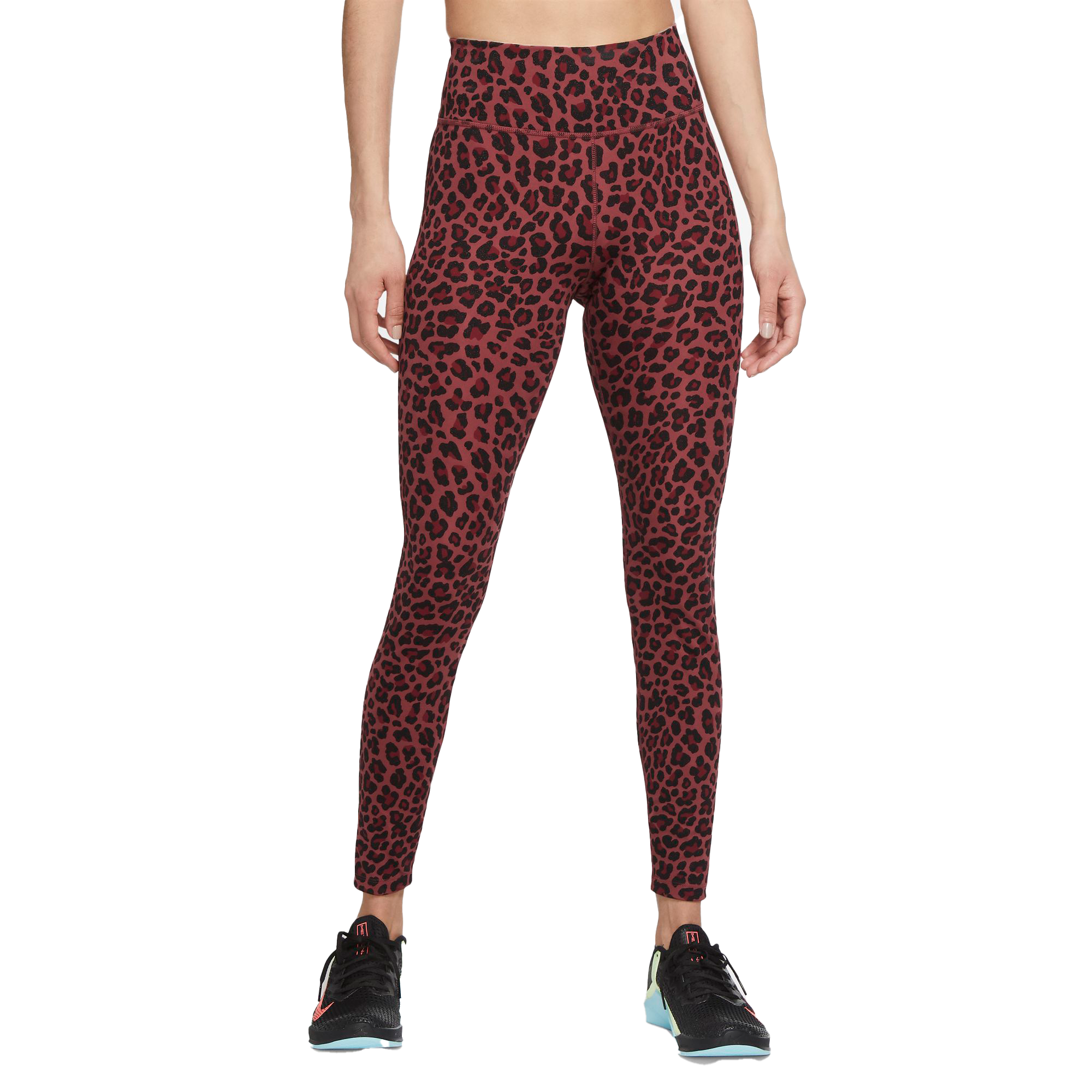 Nike Women's Dri-FIT One Leopard Print Red Leggings - Hibbett