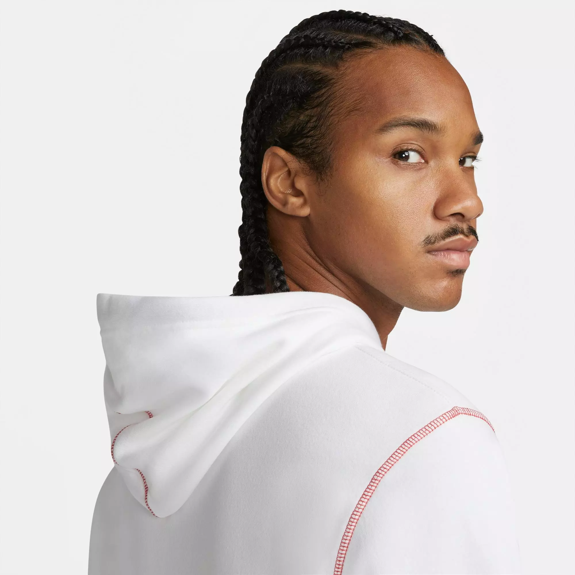 Nike Men's Sportswear JDI Brushed Back Pullover Hoodie - WHITE/RED