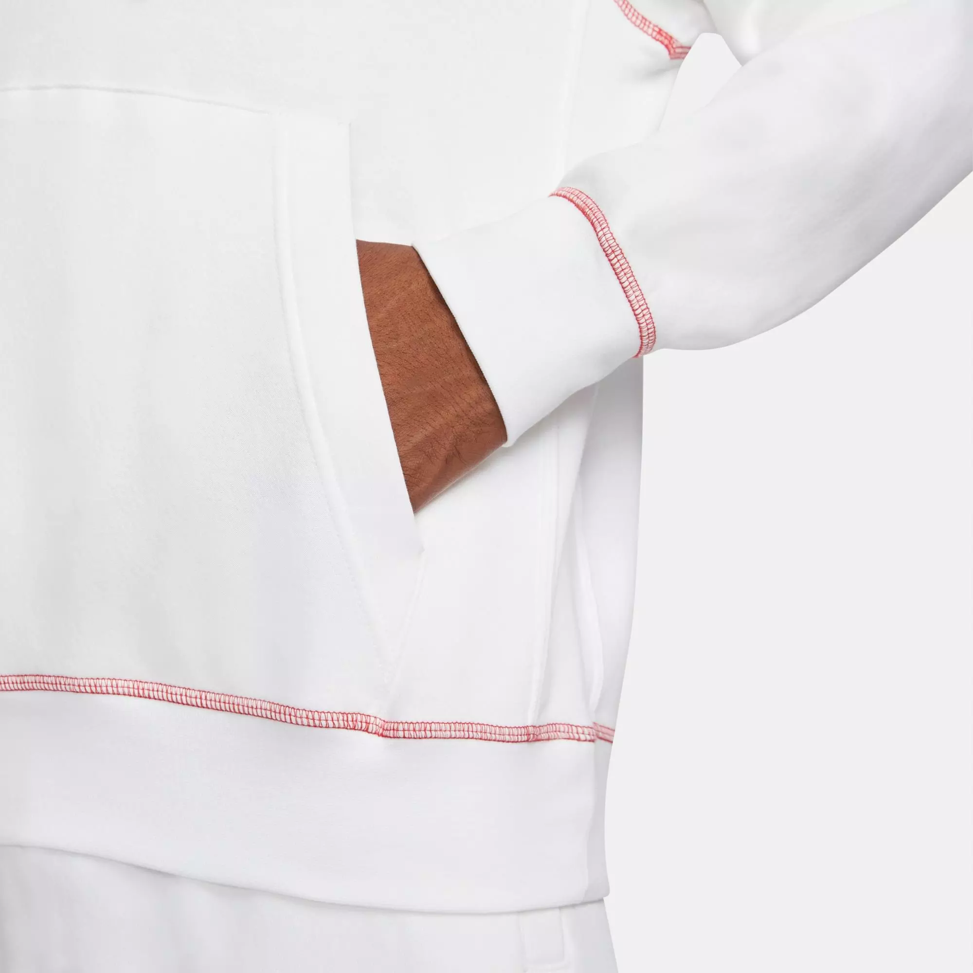 Nike Men's Sportswear JDI Brushed Back Pullover Hoodie - WHITE/RED