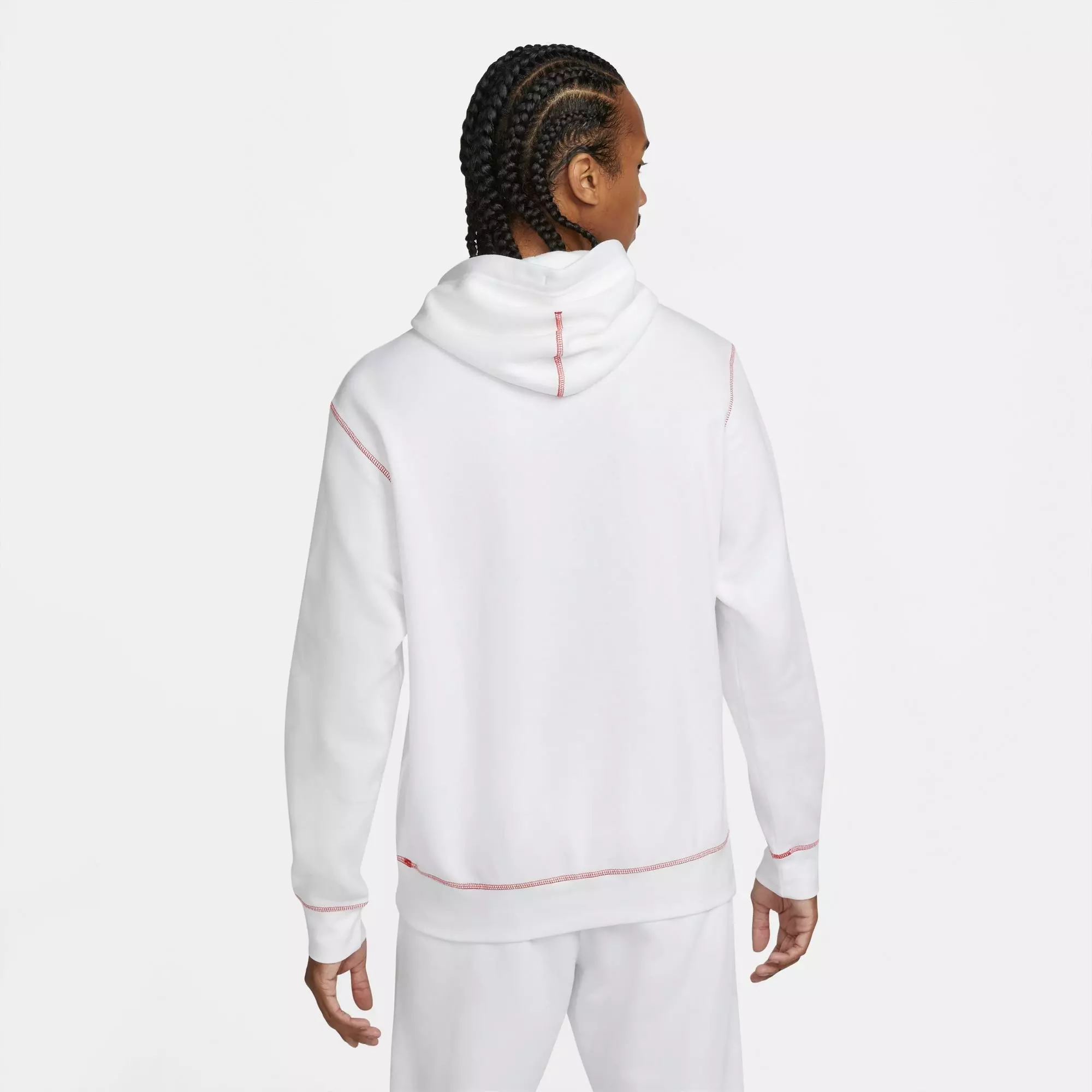 Nike Men's Sportswear JDI Brushed Back Pullover Hoodie - WHITE/RED