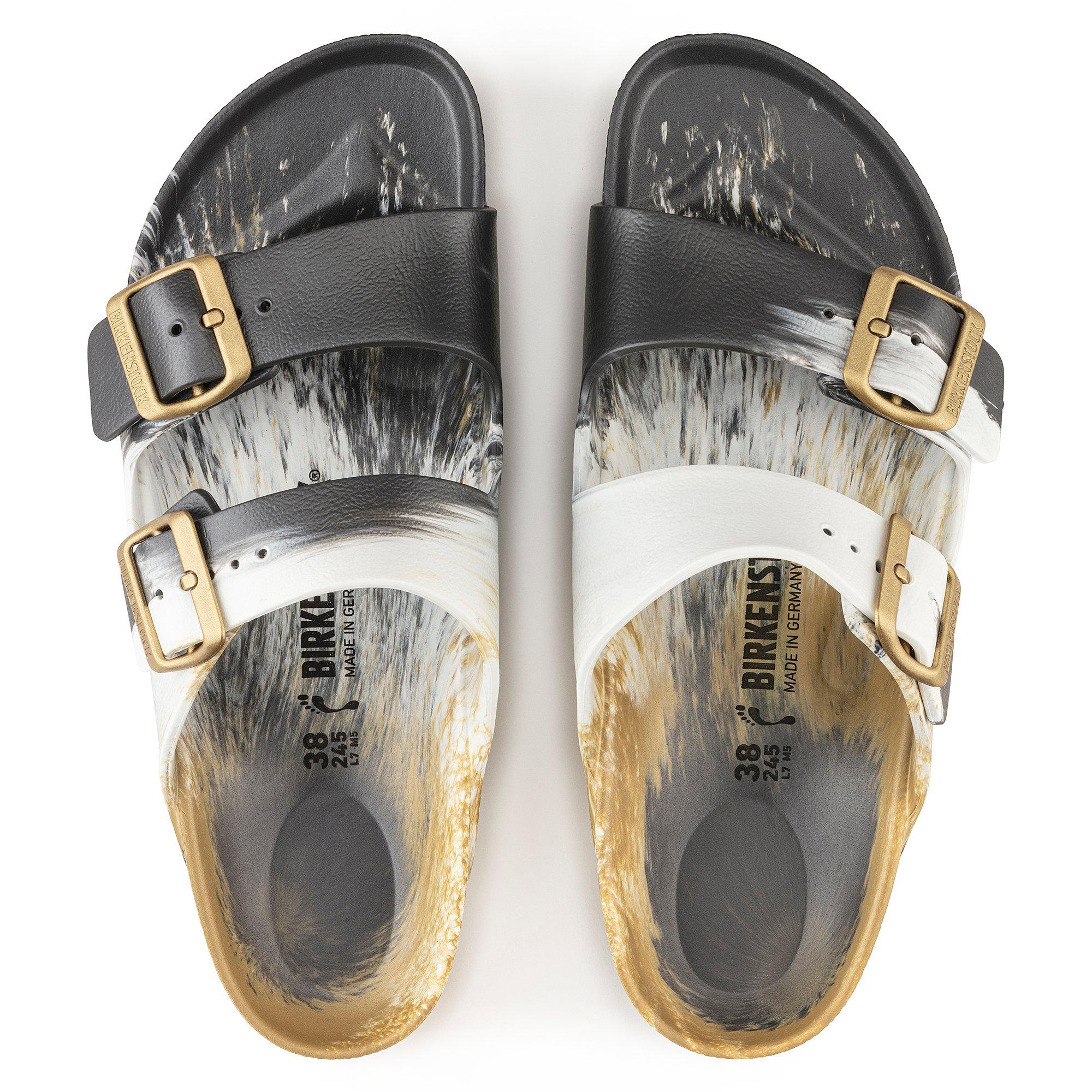 Black and gold discount birkenstocks