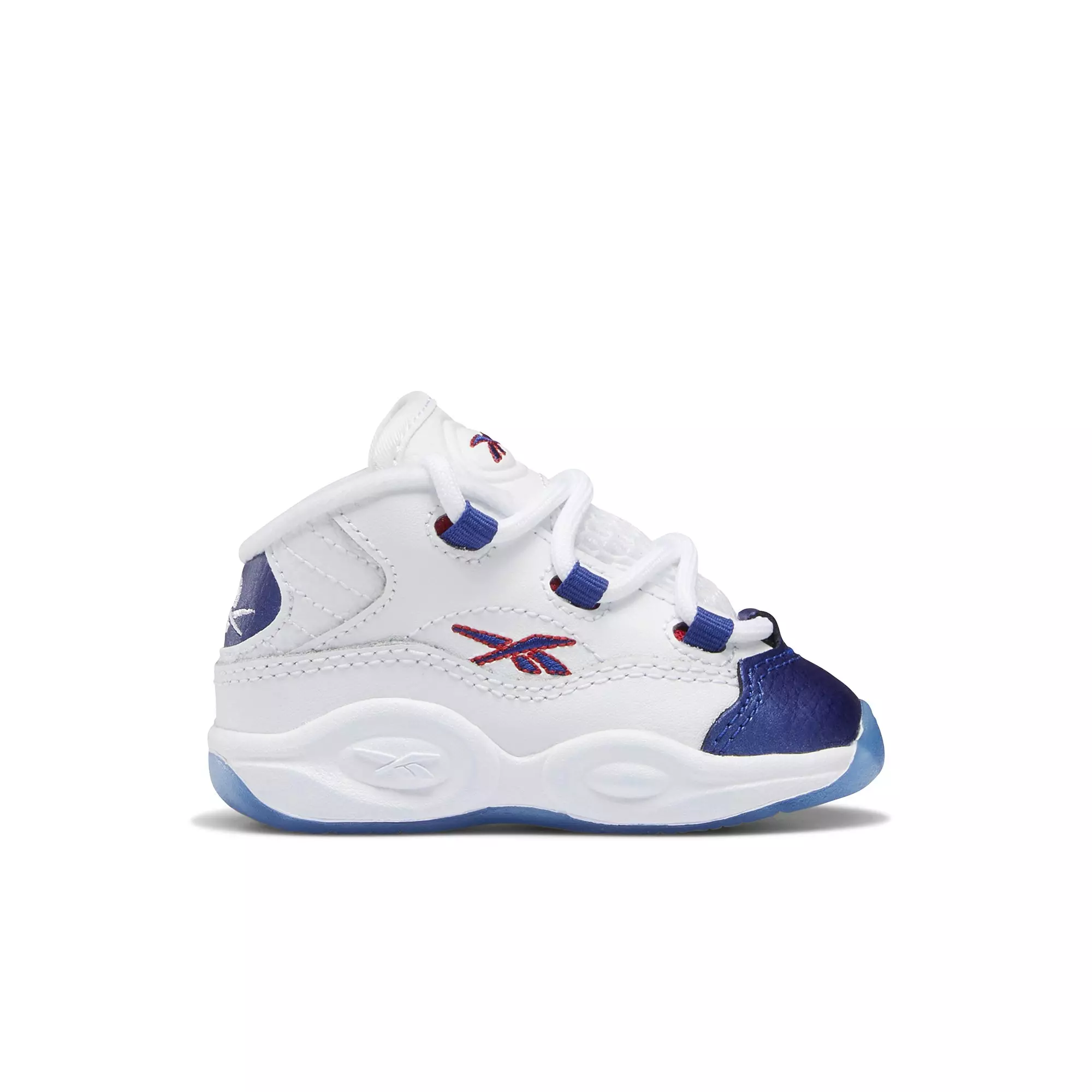 Reebok Question Mid "White/Blue Pearl/Red" Toddler Kids' Shoe - WHITE/NAVY/RED