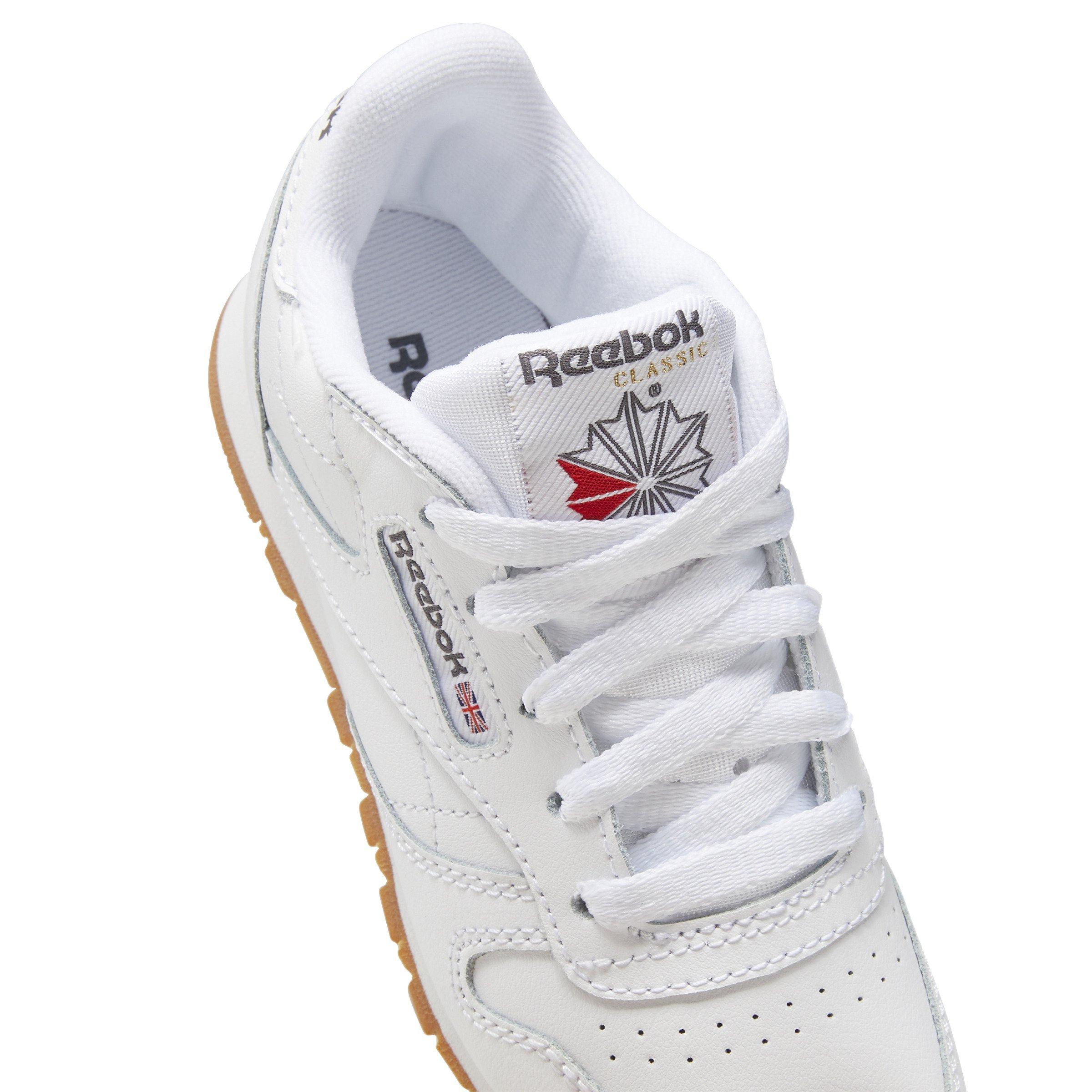 Reebok Classic Leather kid's sneakers shoes size 2.5 Youth white/gum unisex 