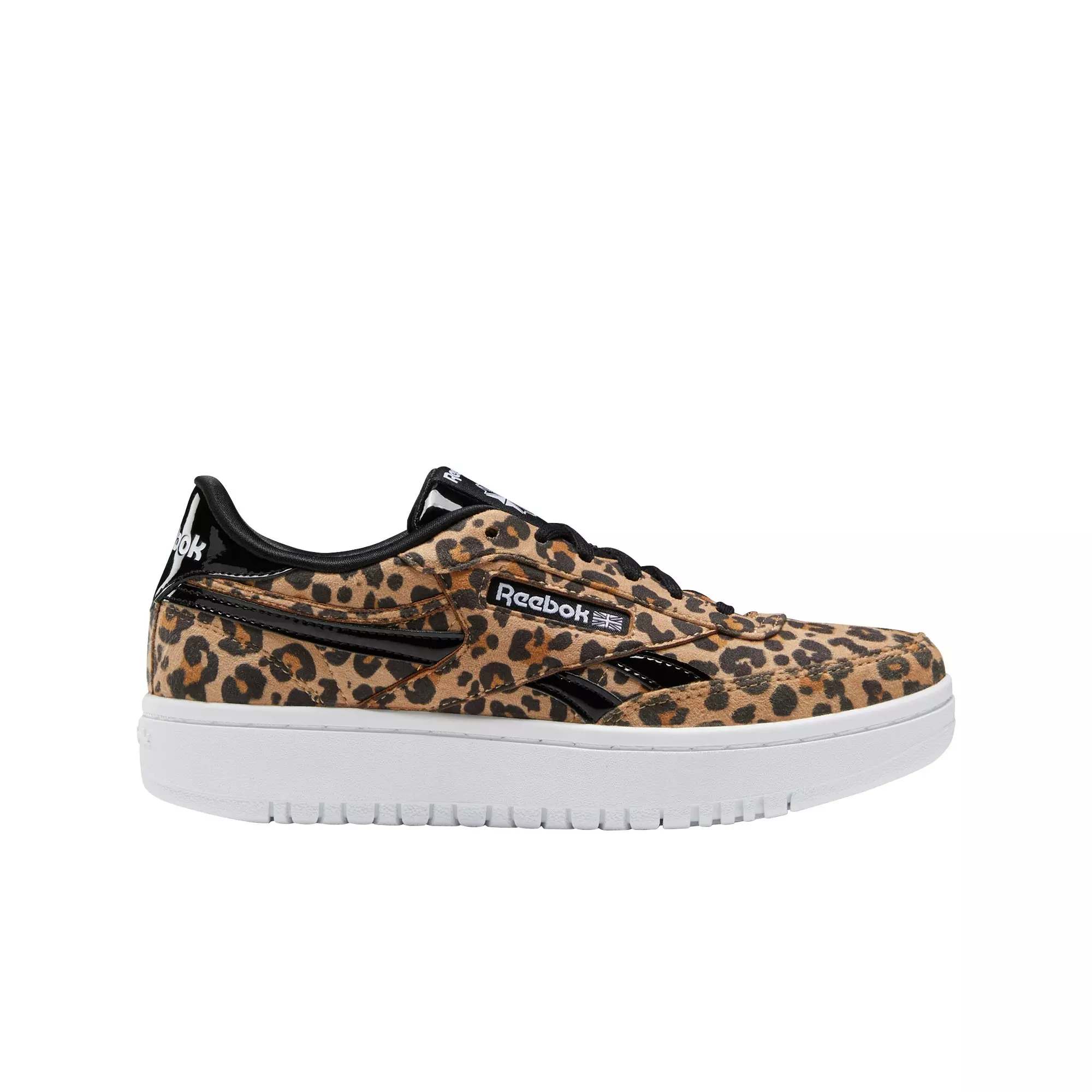 Reebok Club C Double "Cheetah" Grade School Girls' Shoe - TAN/BLACK