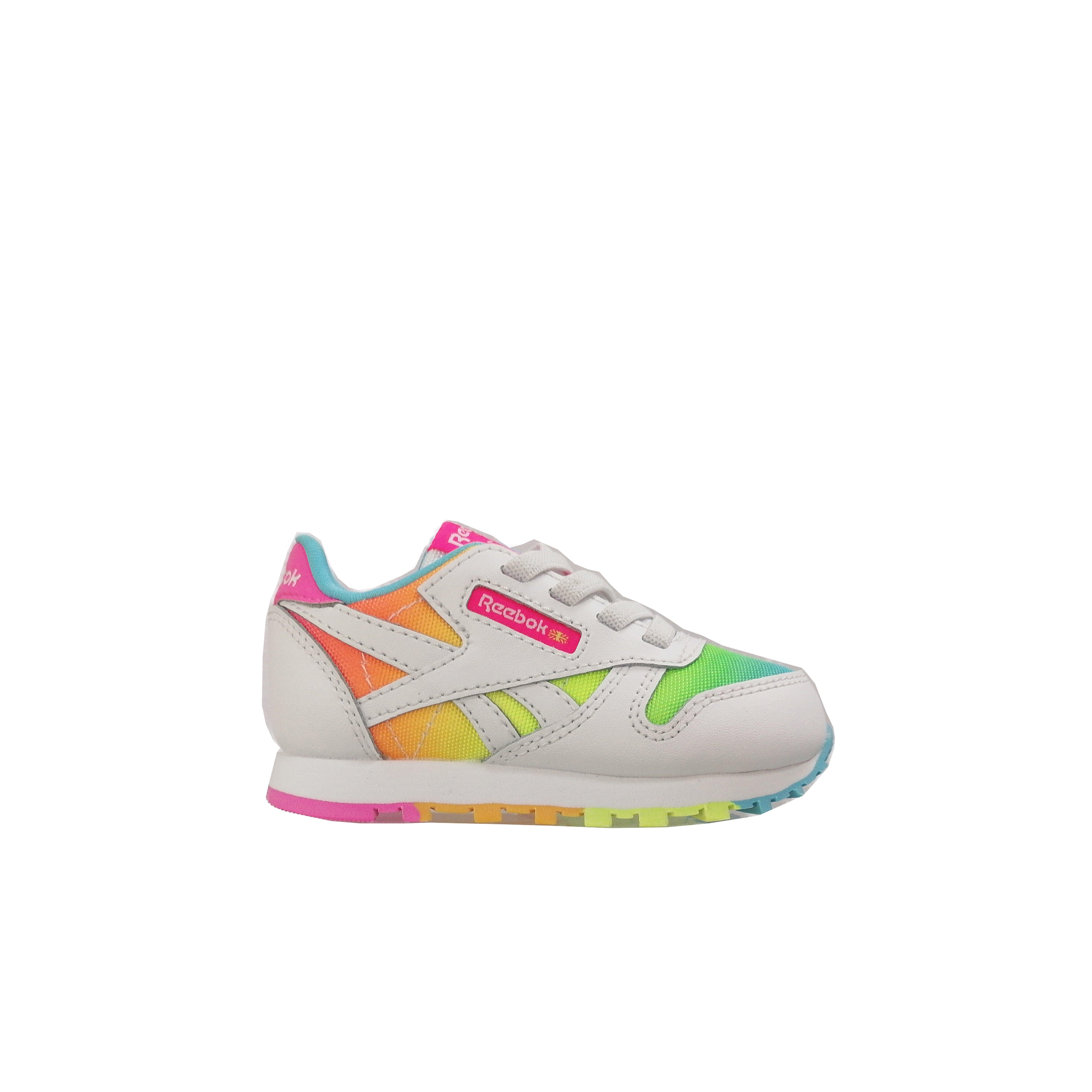 Reebok Classic Neon "White/Multi" Toddler Girls' Shoe