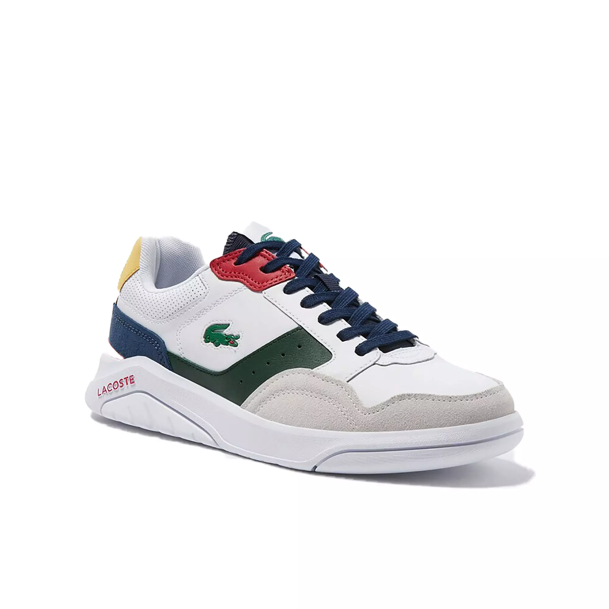Lacoste Game Advance Luxe Leather "White/Multi" Men's Shoe - WHITE/BLUE