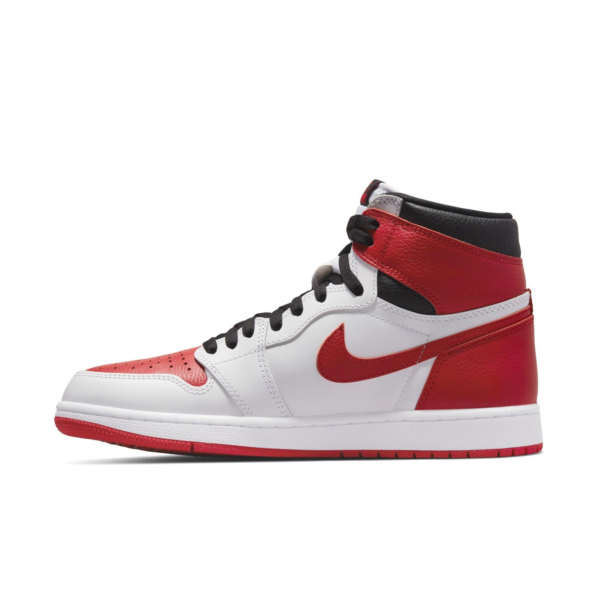 black white and red jordan 1 high