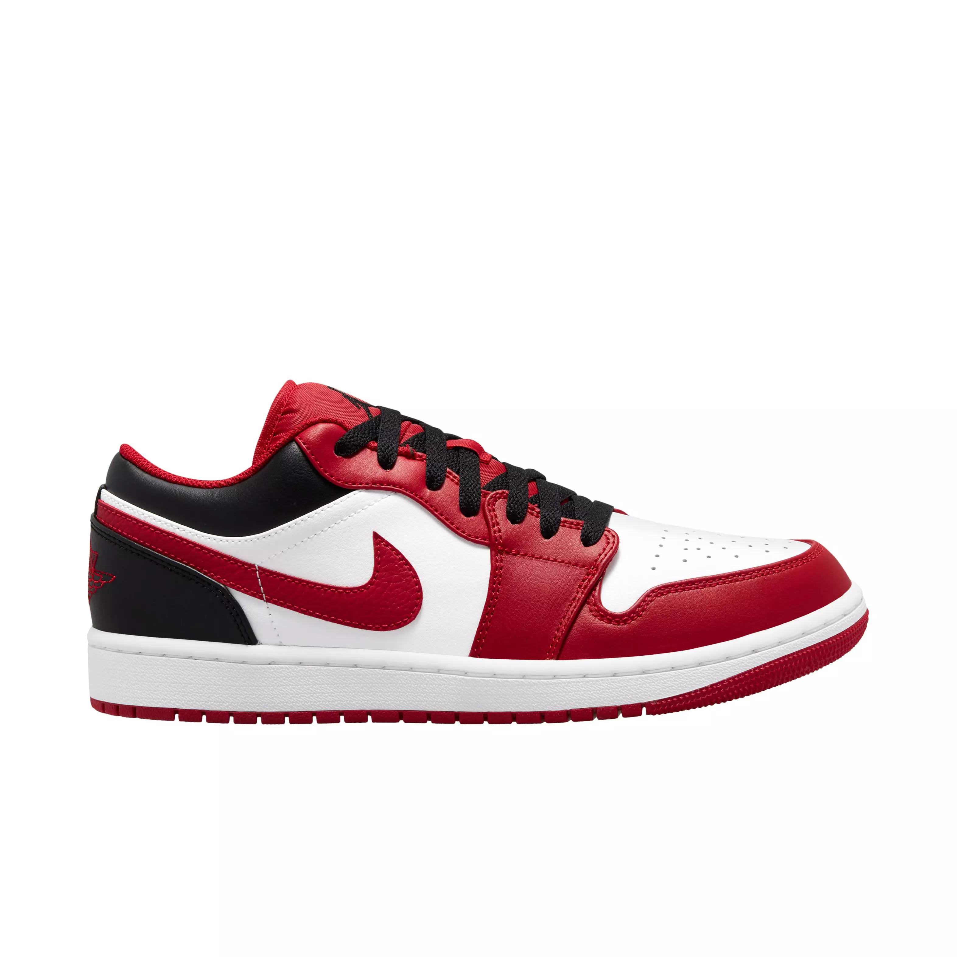 red white and black jordans low top
