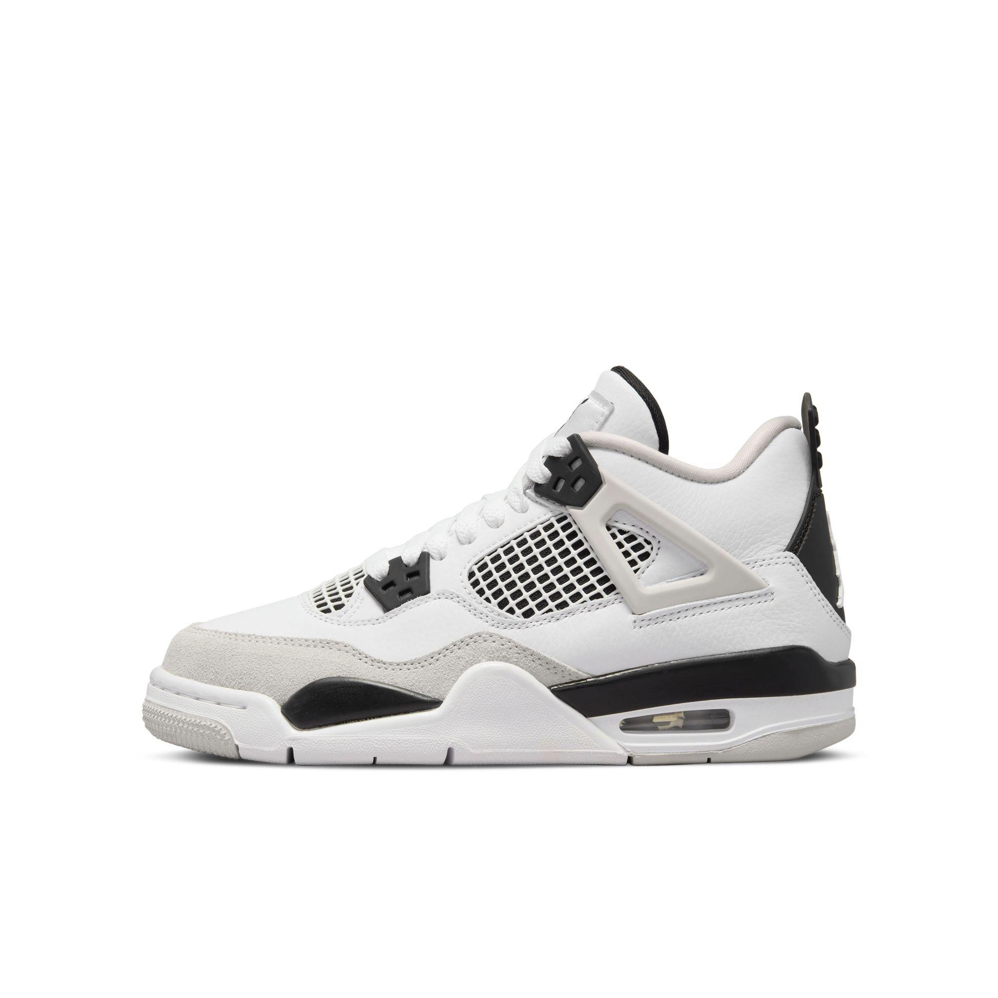 Jordan 4 Retro White/Black/Neutral Grey Grade School Kids' Shoe - Hibbett  | City Gear