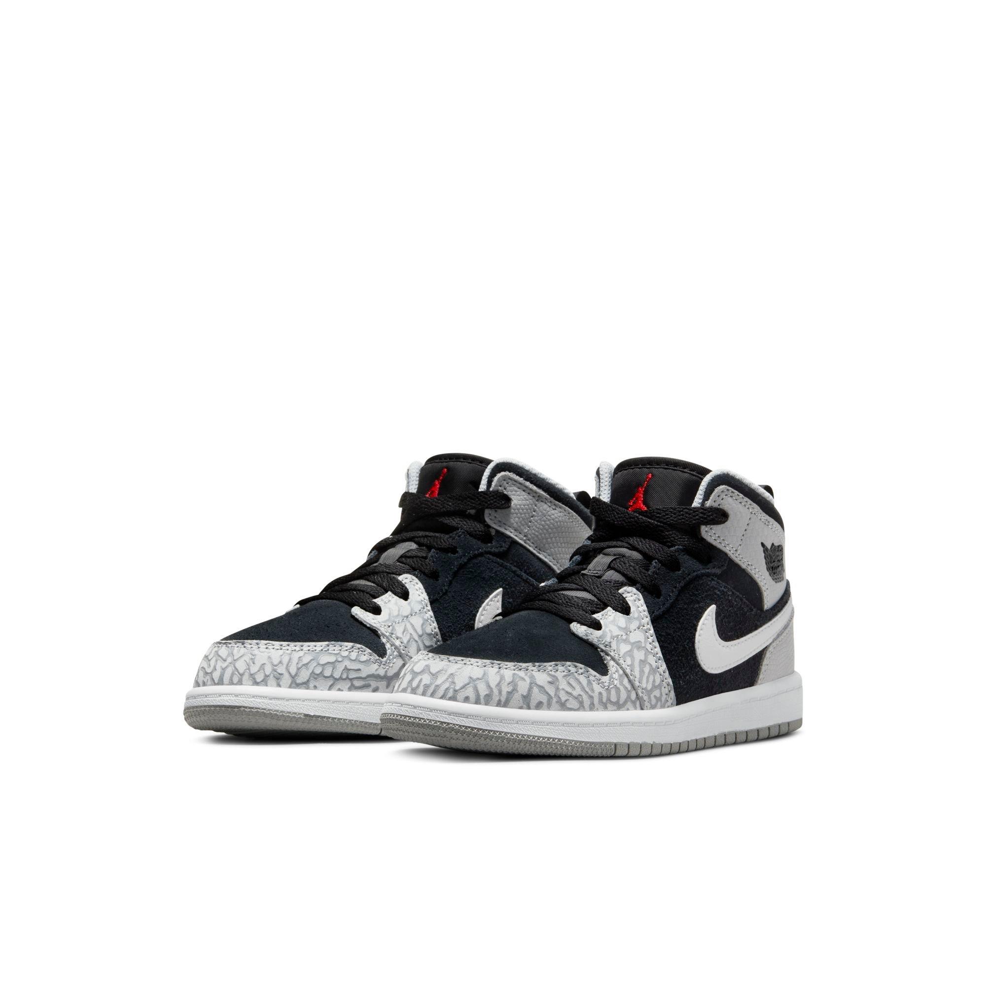 Jordan 1 Mid SE Black/Metallic Silver/Lt Smoke Grey/Sail Women's Shoe -  Hibbett