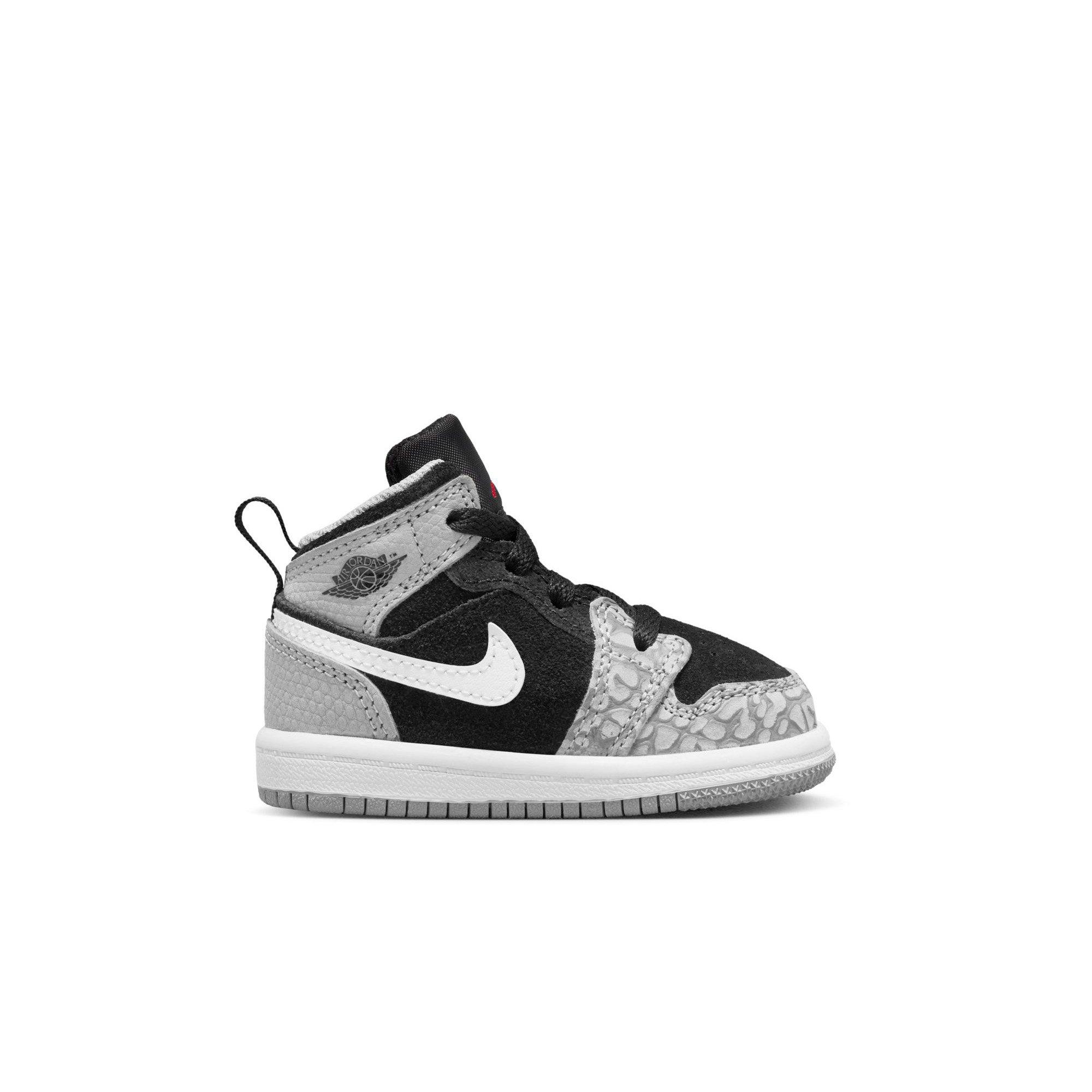 Jordan 1 Mid SE "Black/University Red/White/Lt Smoke Grey" Toddler Boys