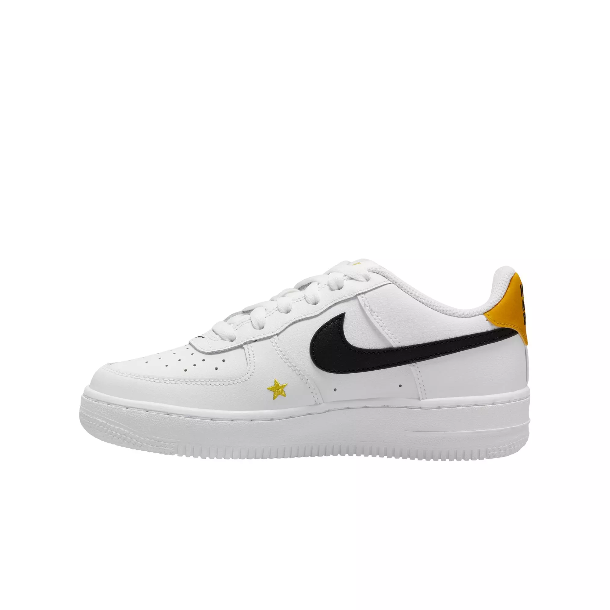 Nike Air Force 1 LV8 "White/Black/Dark Sulfur" Grade School Boys' Shoe - WHITE/YELLOW