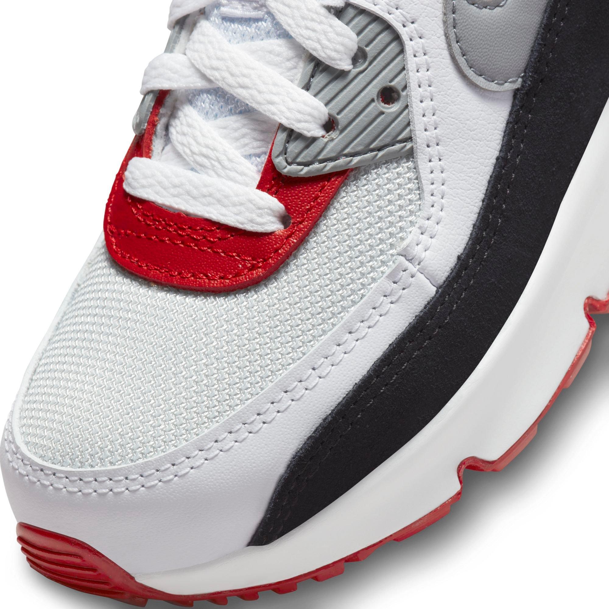 Nike Air Max 90 "Photon Dust/Particle Grey/Varsity Red" Preschool Boys&rsquo; Shoe - WHITE/BLACK/RED Thumbnail View 3