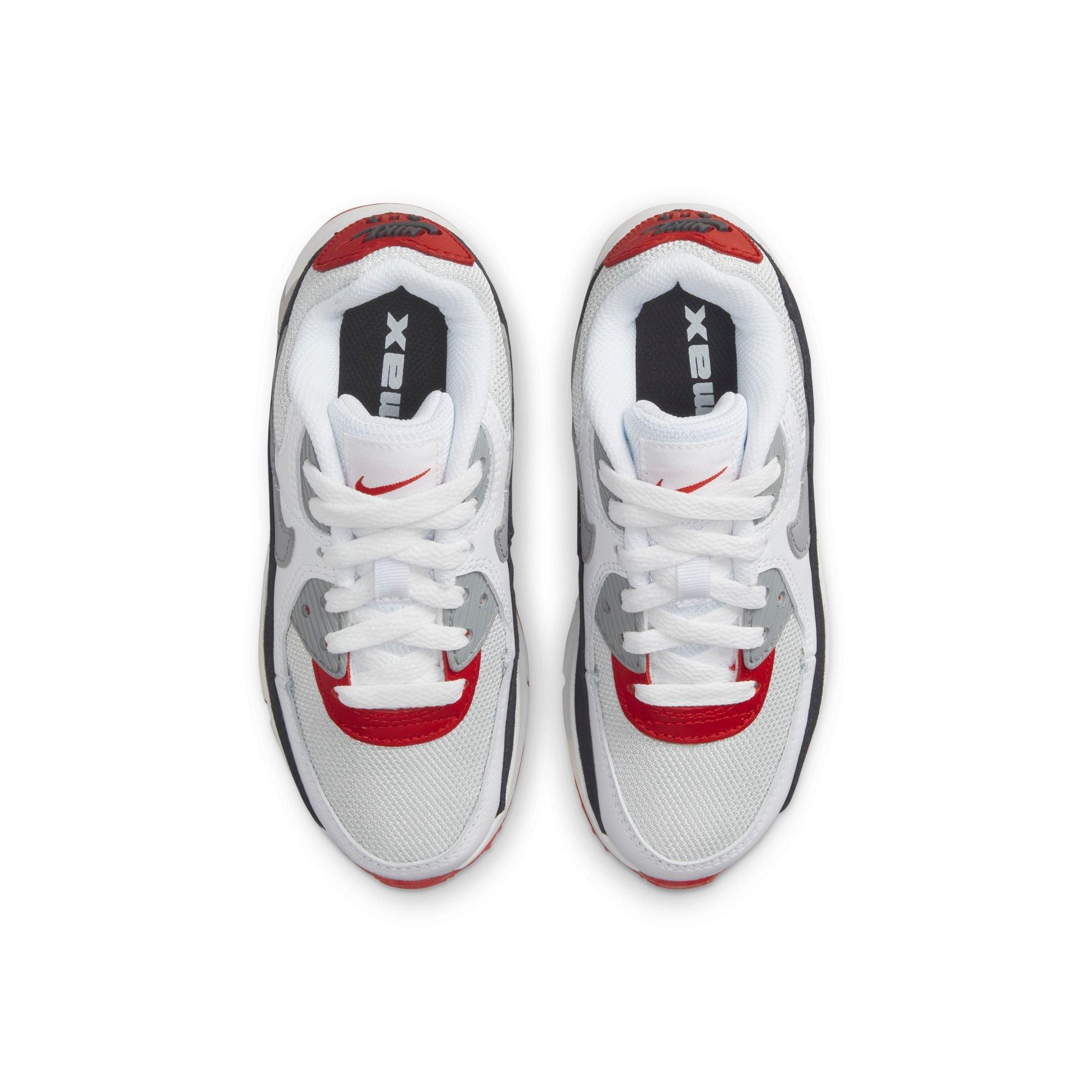 Nike Air Max 90 "Photon Dust/Particle Grey/Varsity Red" Preschool Boys&rsquo; Shoe - WHITE/BLACK/RED Thumbnail View 9