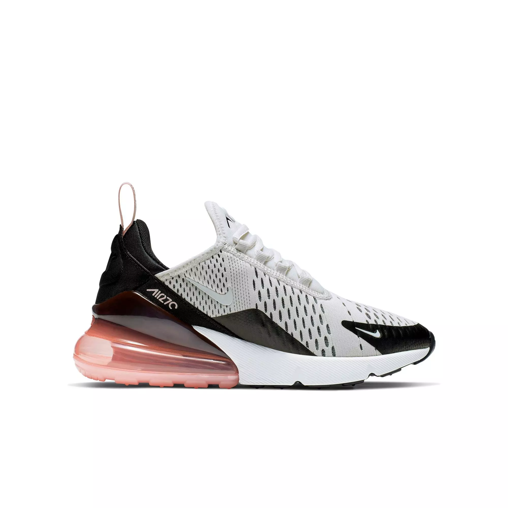Nike Air Max 270 "Platinum Tint/White/Black/Bleached Coral" Grade School Girls' Shoe - WHITE/BLACK