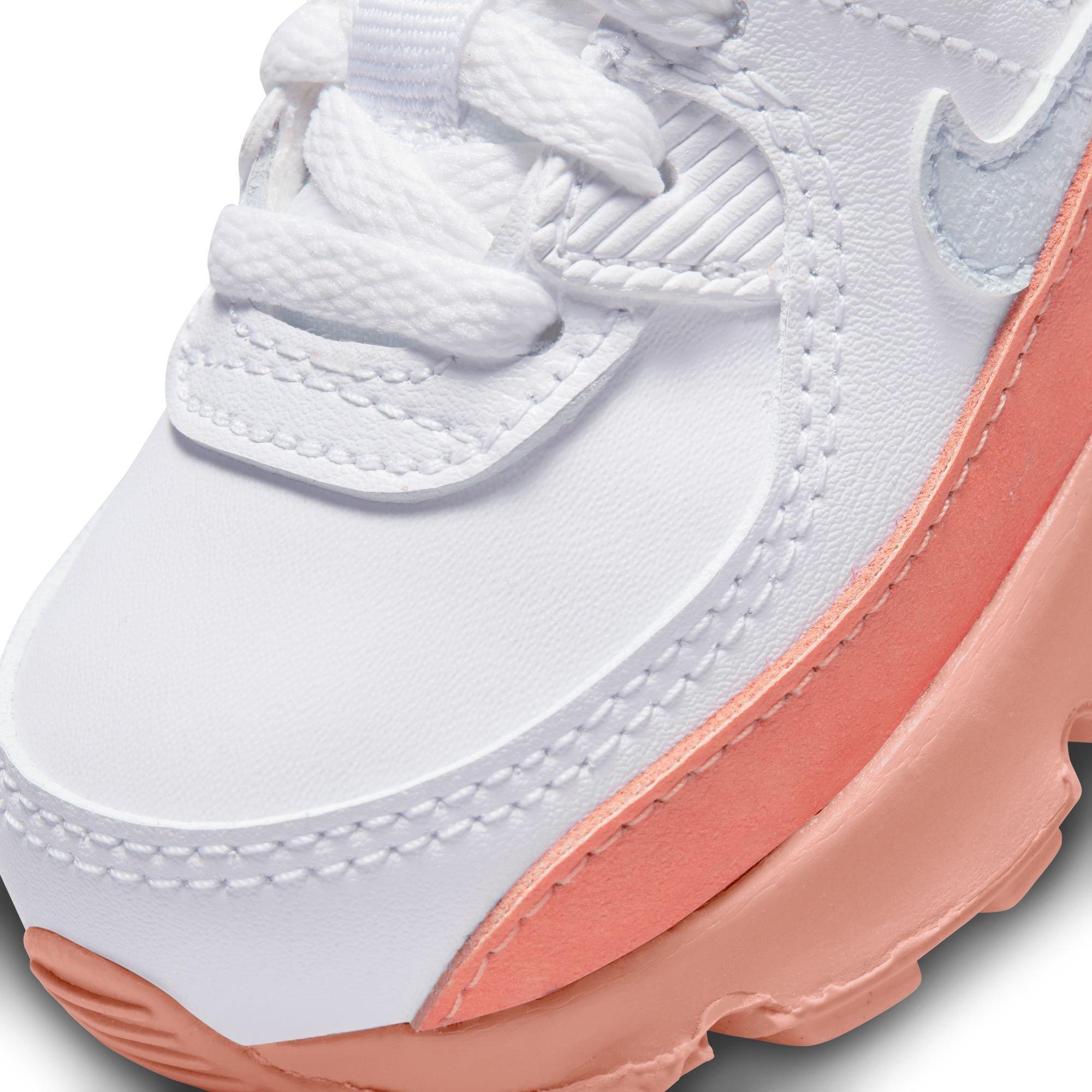 Nike Air Max 90 LTR SE Toddler Girls' White/Lt Madder Root Shoe