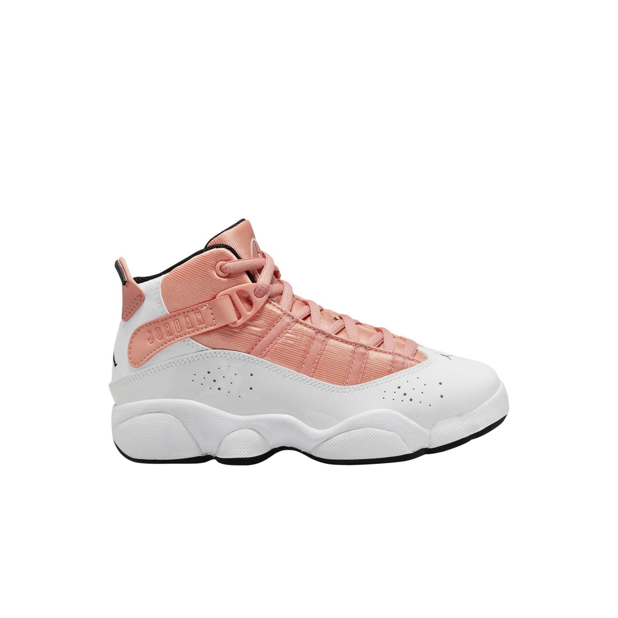 girl jordans pink and grey