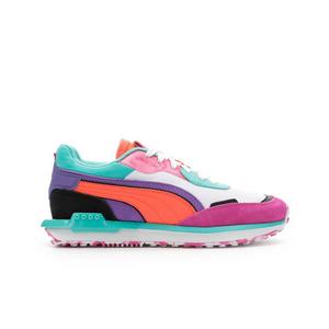 Womens PUMA TRC Mira Tech Brand Love Athletic Shoe - Green Fog / Hot Heat