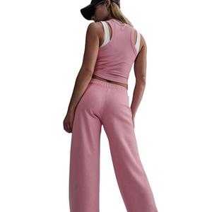 Nike Women's Sportswear Club Fleece Mid-Rise Wide-Leg Graphic Sweatpants - Pink